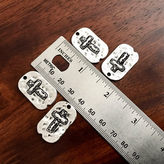 8pcs, Dog Tag Cross Charm, Large Cross Pendant, Silver Cross Charms, Hammered Cross Charms, Silver Cross Pendant, Findings