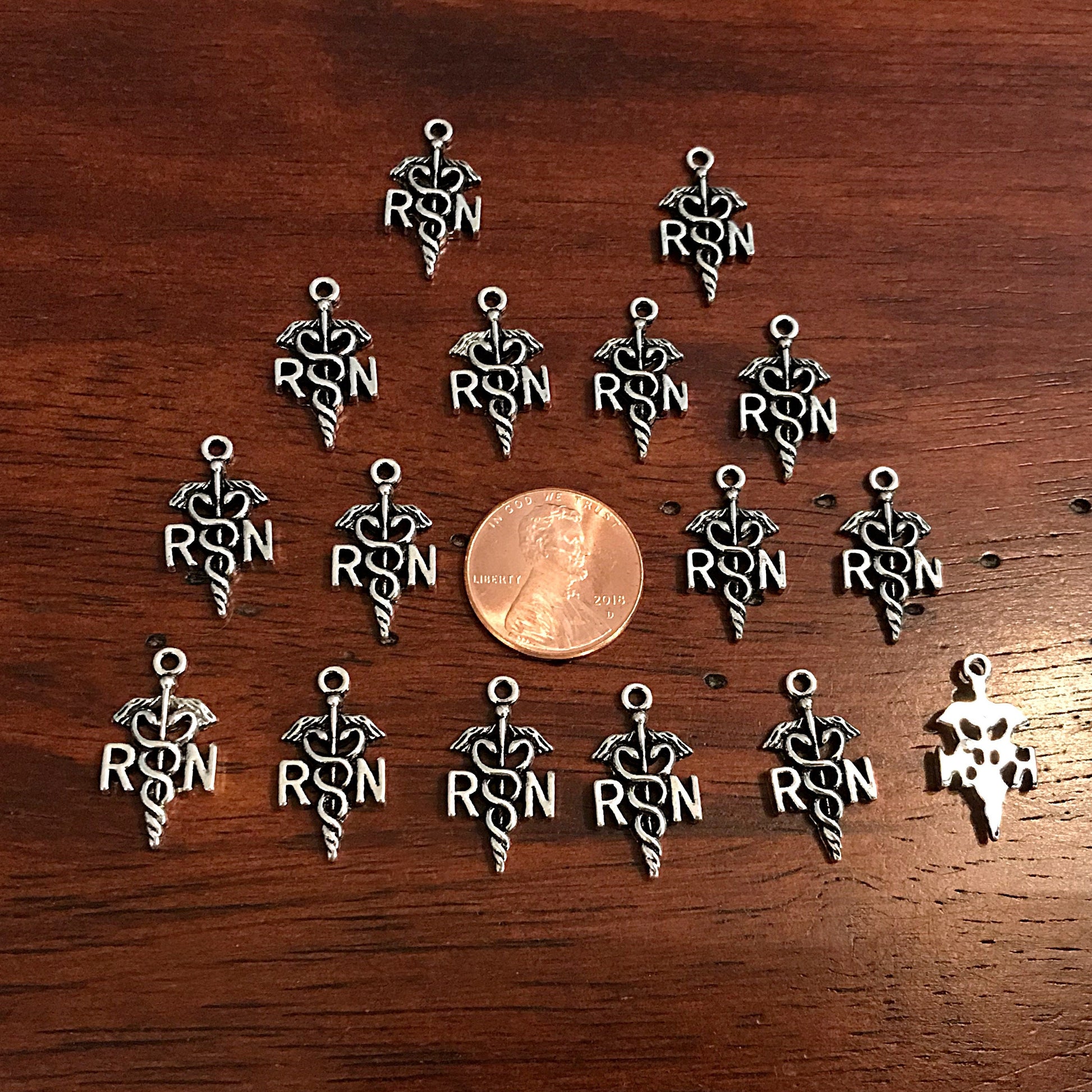 40pcs, Nurse Charms, RN Charms, RN Nurse Charms, Nurse Charm, Nurse Pendant, Registered Nurse Charms, Caduceus Charms, Nurse Symbol Charms