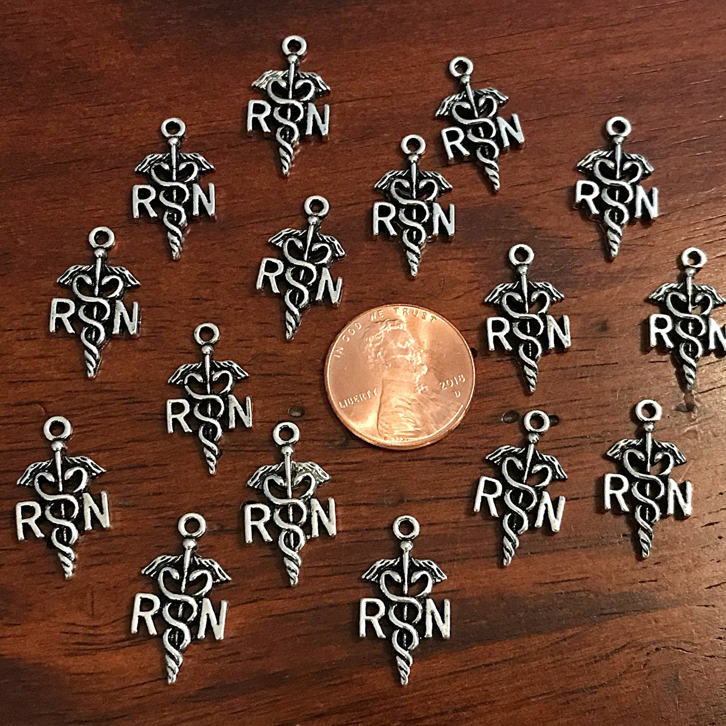 40pcs, Nurse Charms, RN Charms, RN Nurse Charms, Nurse Charm, Nurse Pendant, Registered Nurse Charms, Caduceus Charms, Nurse Symbol Charms