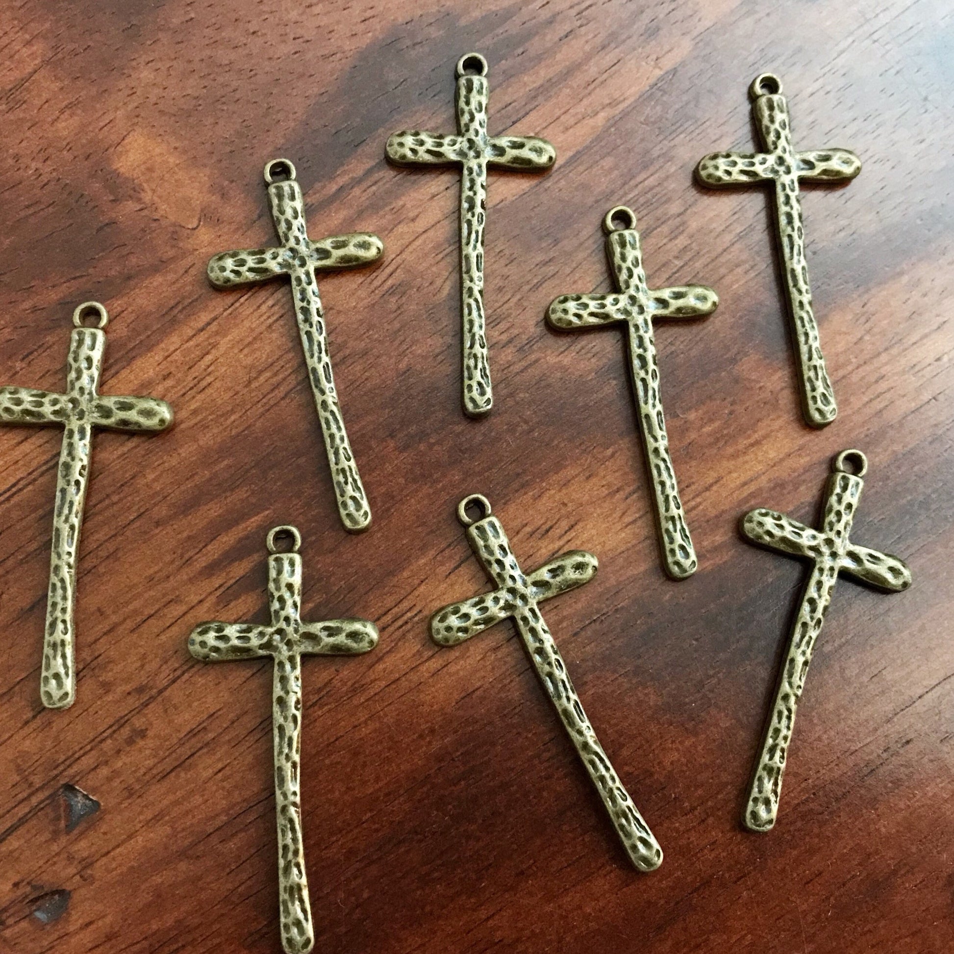 Bulk 12pcs, Cross Charms, Long Cross Pendant, Large Bronze Cross Charms, Crucifix Charms, Thin Cross Charms, Bronze Cross Pendants, Findings