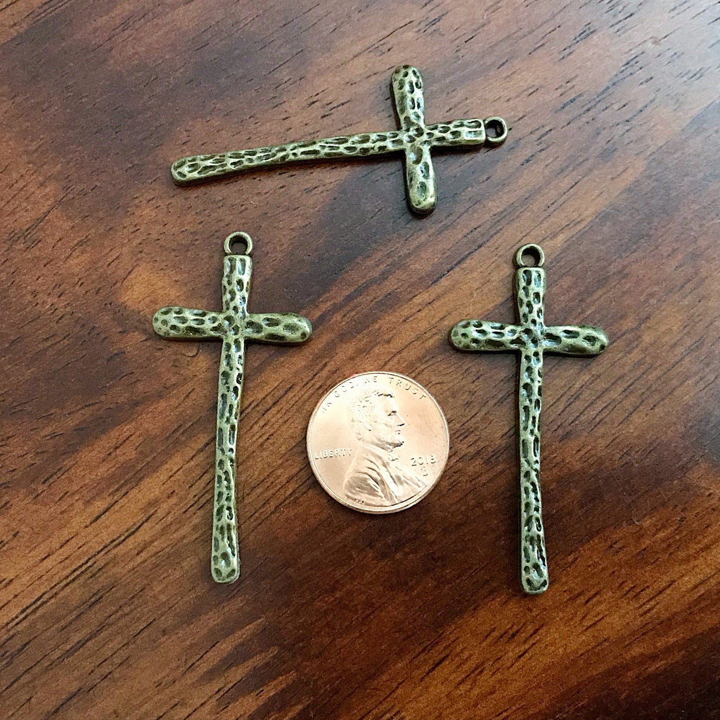 Bulk 12pcs, Cross Charms, Long Cross Pendant, Large Bronze Cross Charms, Crucifix Charms, Thin Cross Charms, Bronze Cross Pendants, Findings