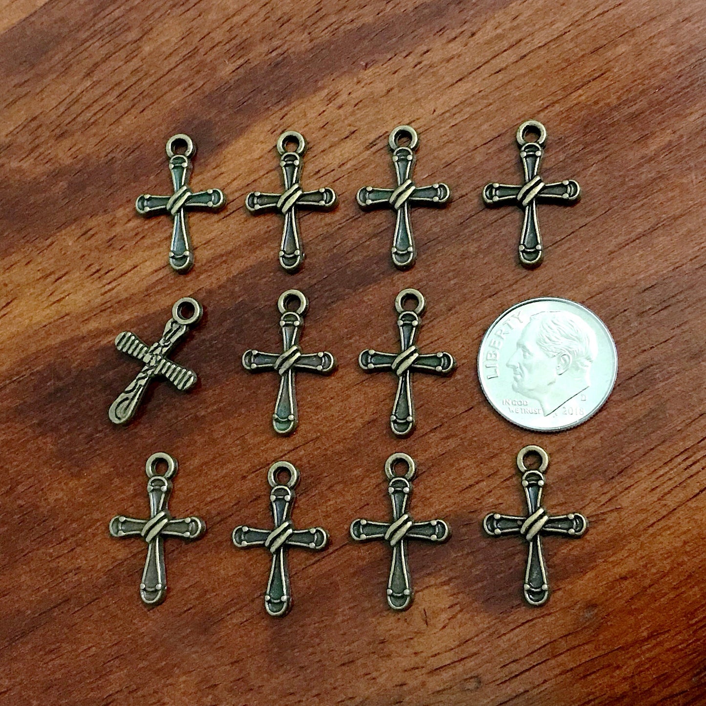 50pcs, Cross Charms, Antique Bronze Charms, Crucifix Charms, Beautiful Cross Charms, Fancy Cross Charms, Bronze Cross Pendants, Finding