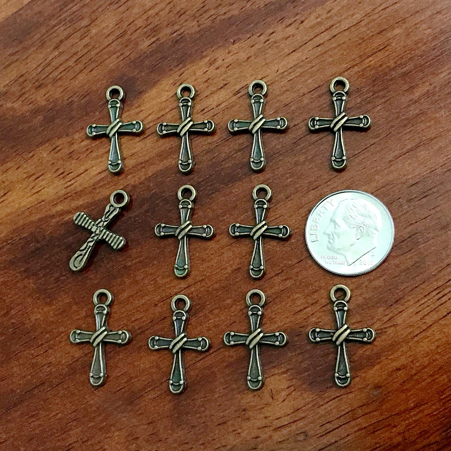 25pcs, Cross Charms, Antique Bronze Charms, Crucifix Charms, Beautiful Cross Charms, Fancy Cross Charms, Bronze Cross Pendants, Finding