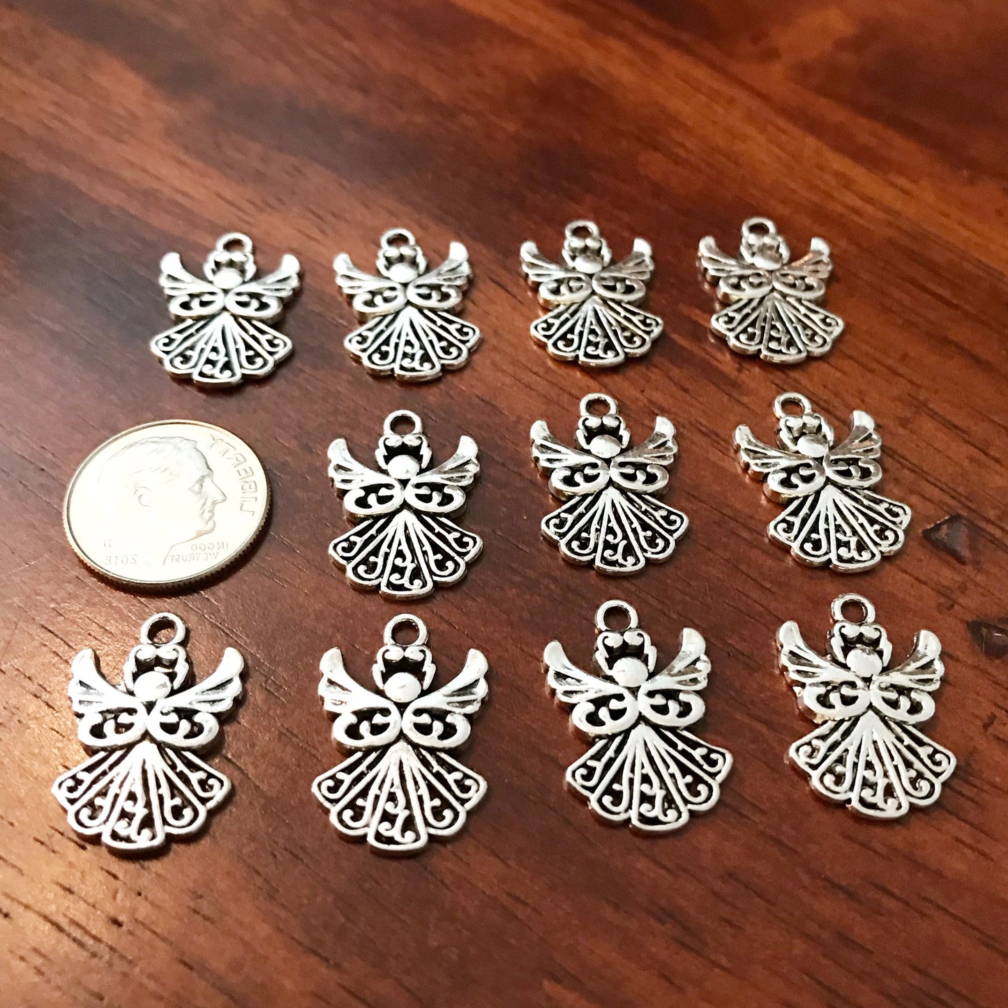 40pcs, Angel Charms, Halo Charms, Angel Pendants, Antique Silver Charms, Small Angel Charms, Angel Wing Charms, Angel Pendants, Findings