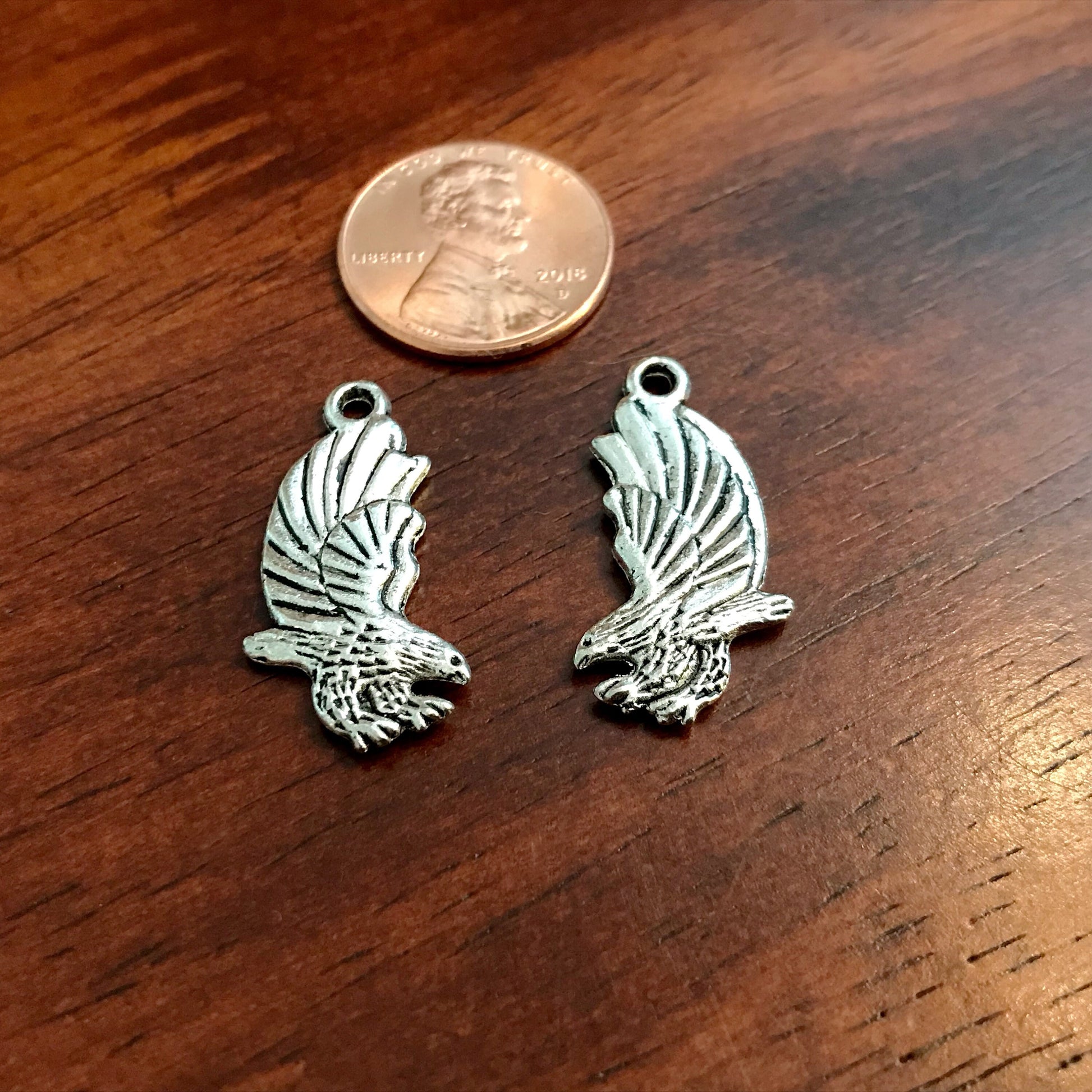 10pcs, Eagle Charms, Antique Silver Charms, Bird Charms, American Eagle Charms, Bald Eagle Charms, Double Sided Eagle Charms, Findings