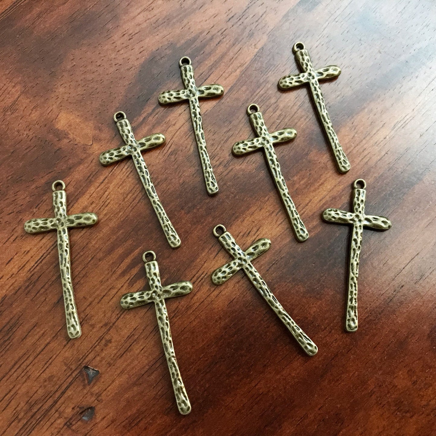 Bulk 12pcs, Cross Charms, Long Cross Pendant, Large Bronze Cross Charms, Crucifix Charms, Thin Cross Charms, Bronze Cross Pendants, Findings
