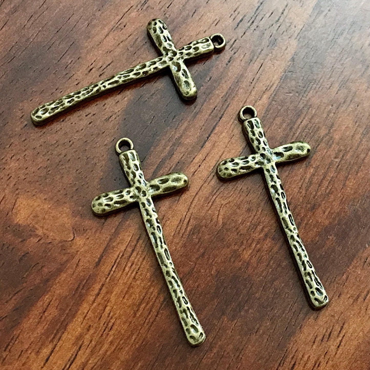 7pcs, Cross Charms, Large Bronze Cross Charms, Long Cross Pendants, Crucifix Charms, Thin Cross Charms, Bronze Cross Pendants, Findings
