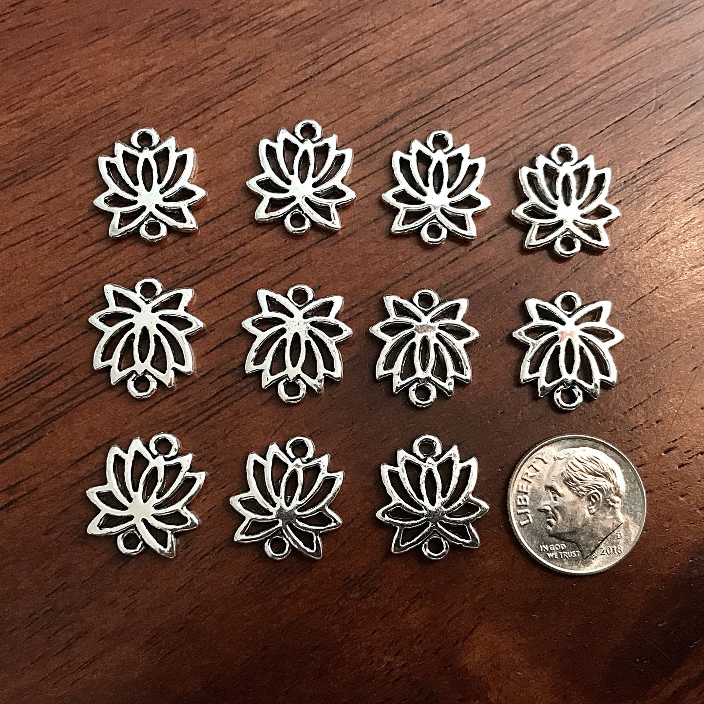 20pcs, Lotus Connector Charms, Lotus Flower Connector Charms, Lotus Flower Charms, Buddhist Charms, Yoga Charms, Zen Charms, Findings