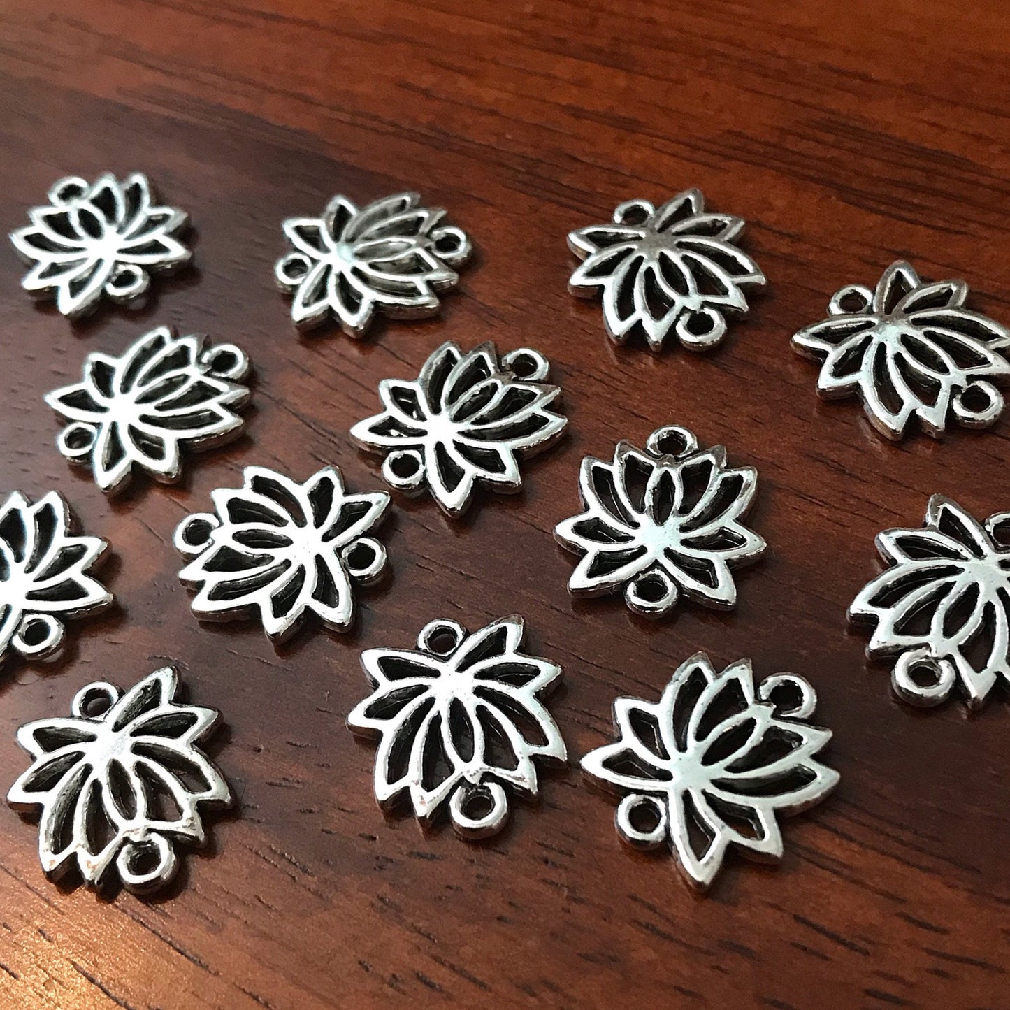 20pcs, Lotus Connector Charms, Lotus Flower Connector Charms, Lotus Flower Charms, Buddhist Charms, Yoga Charms, Zen Charms, Findings