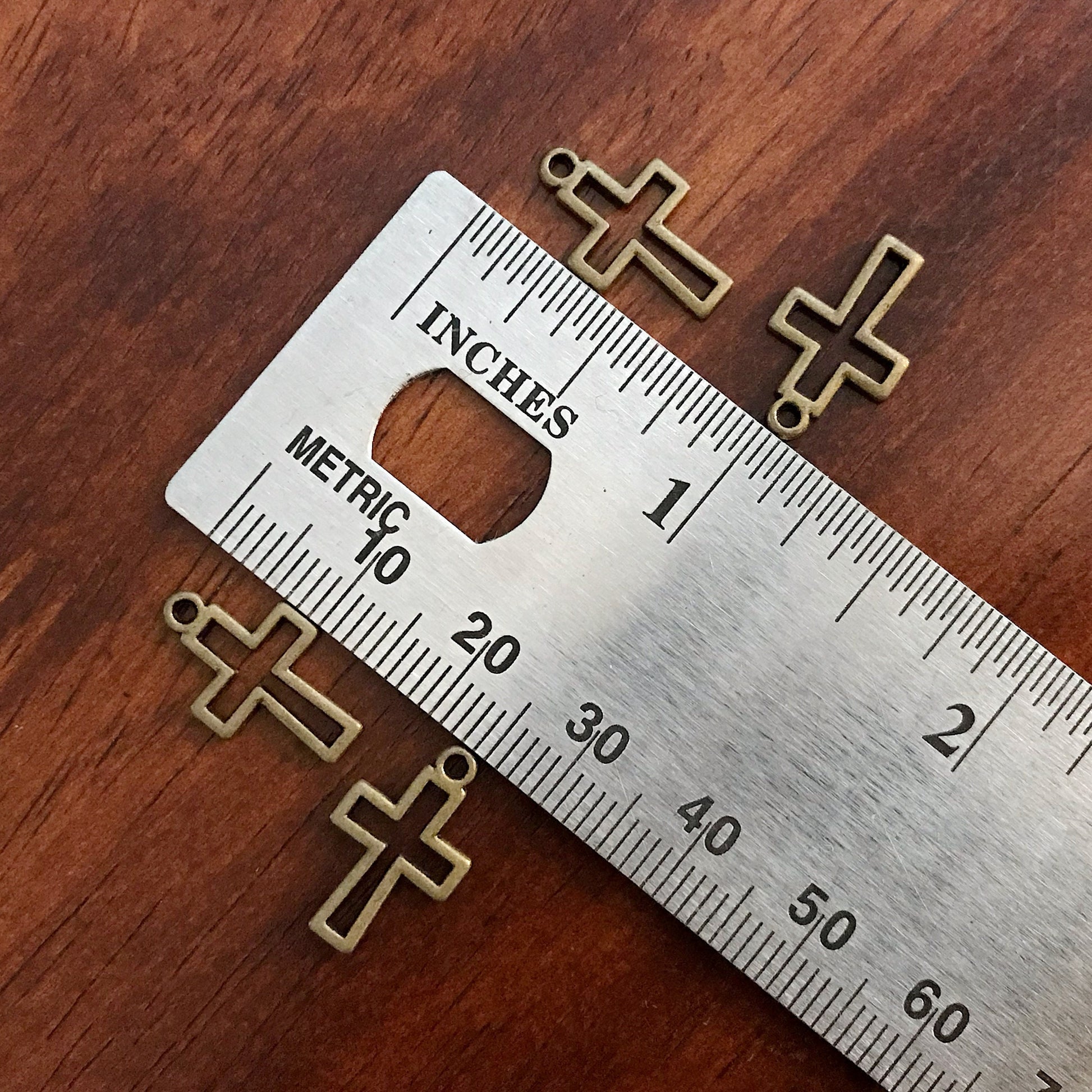 50pcs, Cross Charms, Inside Cross Charms, Antique Bronze Cross Charms, Rosary Charms, Double Sided Cross Charms, Catholic Charms, Findings