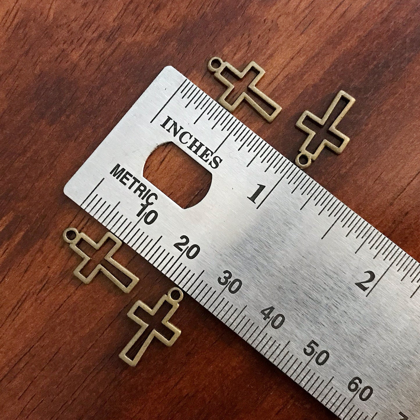 25pcs, Cross Charms, Inside Cross Charms, Antique Bronze Cross Charms, Rosary Charms, Double Sided Cross Charms, Catholic Charms, Findings