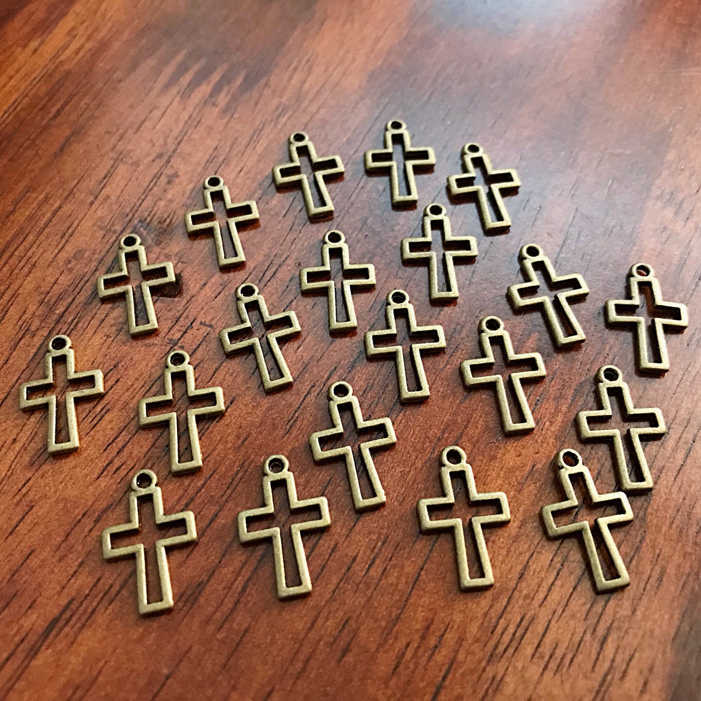 50pcs, Cross Charms, Inside Cross Charms, Antique Bronze Cross Charms, Rosary Charms, Double Sided Cross Charms, Catholic Charms, Findings