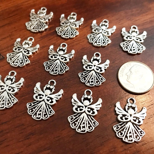 40pcs, Angel Charms, Halo Charms, Angel Pendants, Antique Silver Charms, Small Angel Charms, Angel Wing Charms, Angel Pendants, Findings