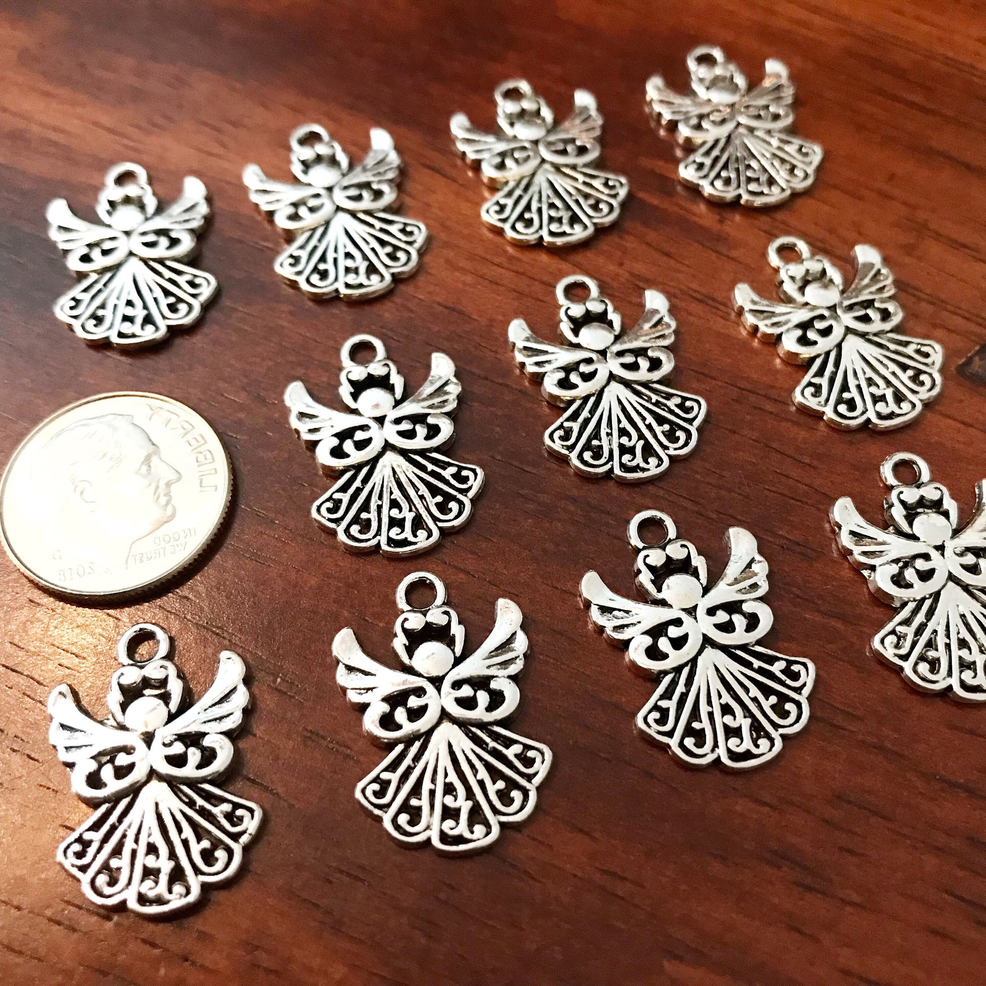20pcs, Angel Charms, Halo Charms, Angel Pendants, Antique Silver Charms, Small Angel Charms, Angel Wing Charms, Angel Pendants, Findings