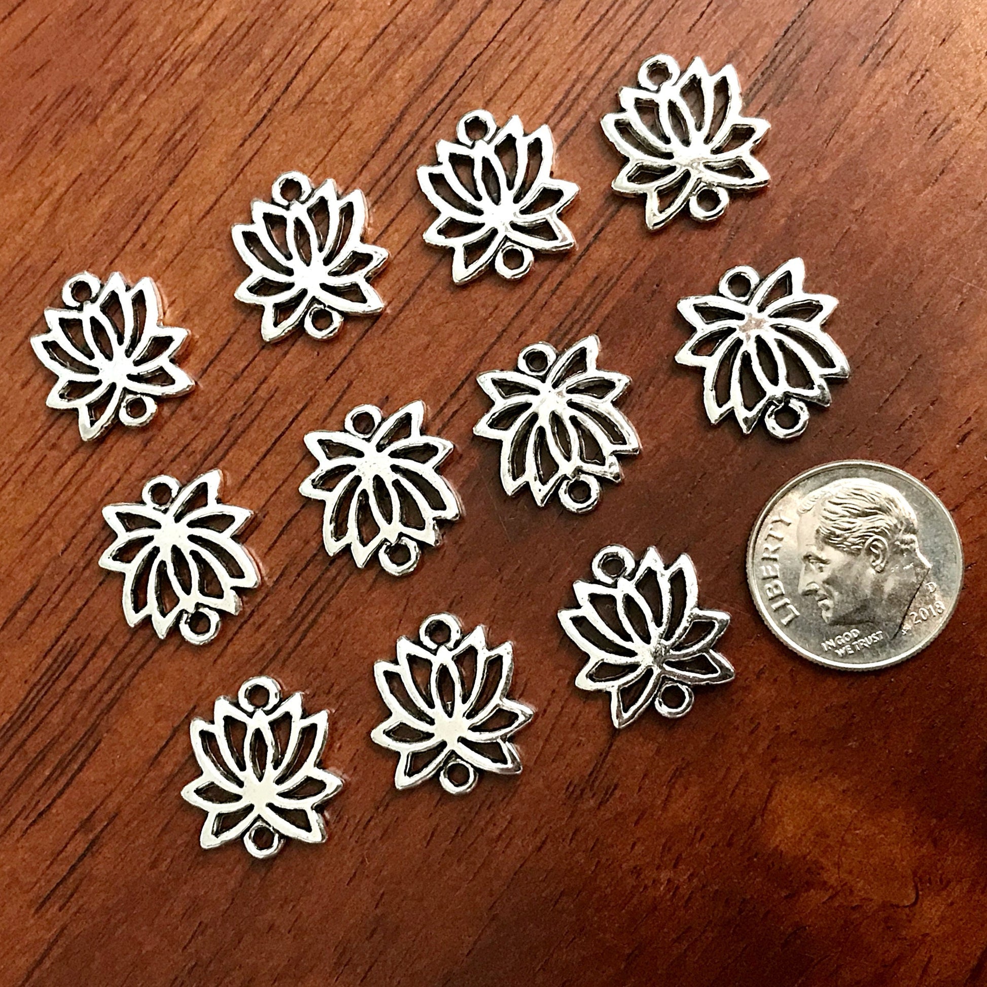 20pcs, Lotus Connector Charms, Lotus Flower Connector Charms, Lotus Flower Charms, Buddhist Charms, Yoga Charms, Zen Charms, Findings