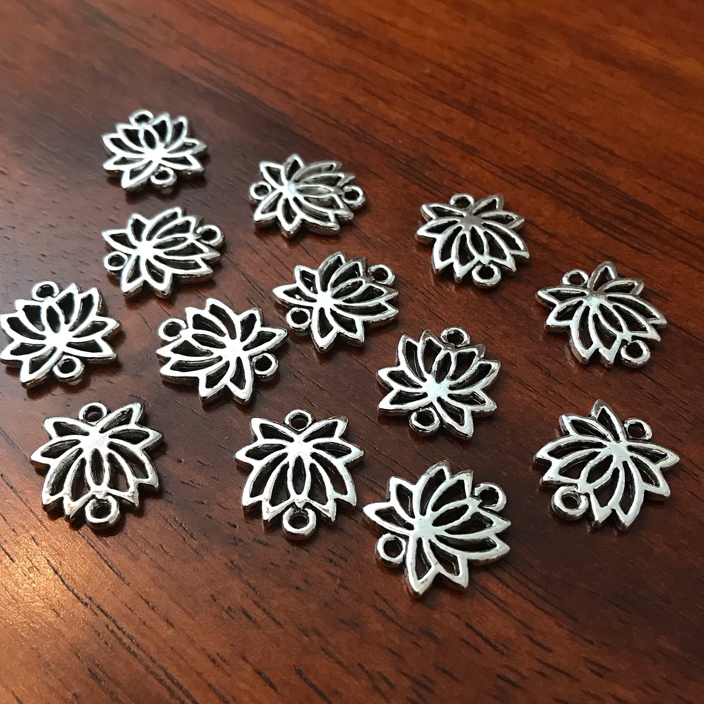 20pcs, Lotus Charms, Lotus Connector Charms, 3D Lotus Charms, Lotus Flower Charms, Buddhist Charms, Yoga Charms, Zen Charms, Findings