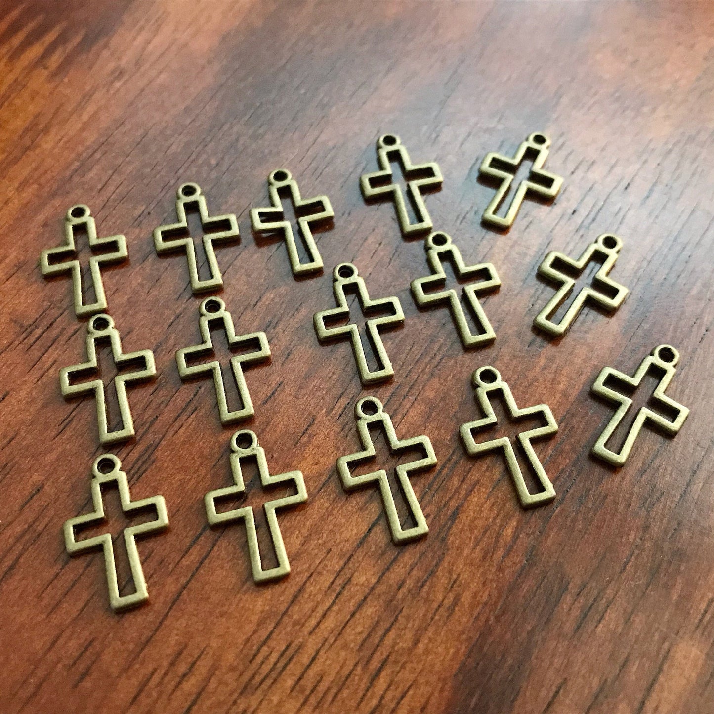 50pcs, Cross Charms, Inside Cross Charms, Antique Bronze Cross Charms, Rosary Charms, Double Sided Cross Charms, Catholic Charms, Findings