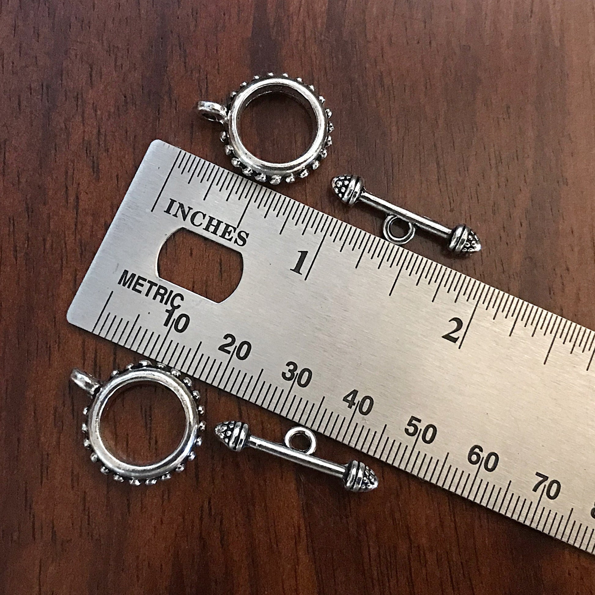 10 Toggle Clasp Sets, Bail Connector Sets, T-Bar Round Toggle Clasps, Necklace Connector Charms, Connector Beads, Jewelry Making, Findings