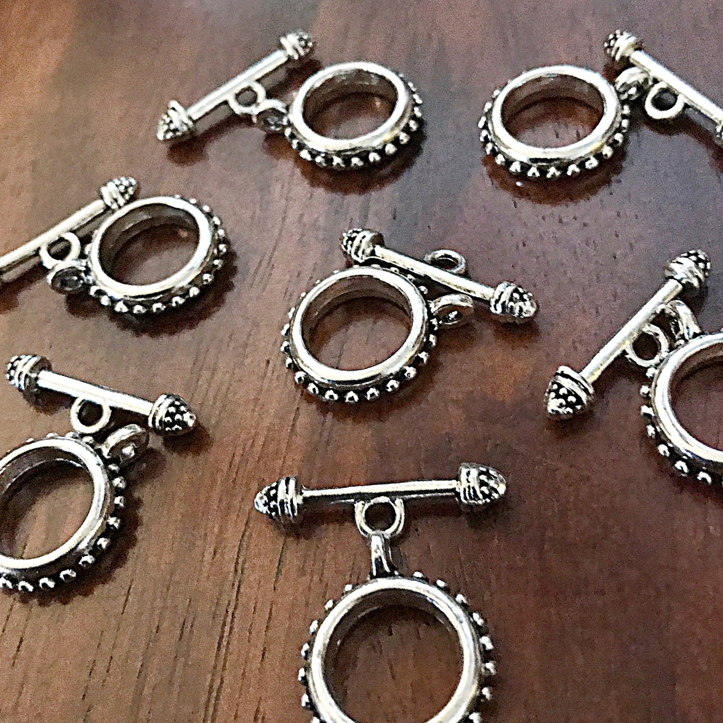 10 Toggle Clasp Sets, Bail Connector Sets, T-Bar Round Toggle Clasps, Necklace Connector Charms, Connector Beads, Jewelry Making, Findings