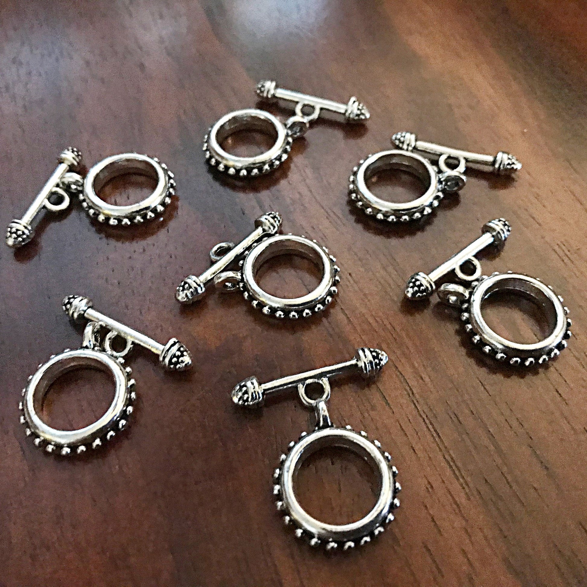 10 Toggle Clasp Sets, Bail Connector Sets, T-Bar Round Toggle Clasps, Necklace Connector Charms, Connector Beads, Jewelry Making, Findings