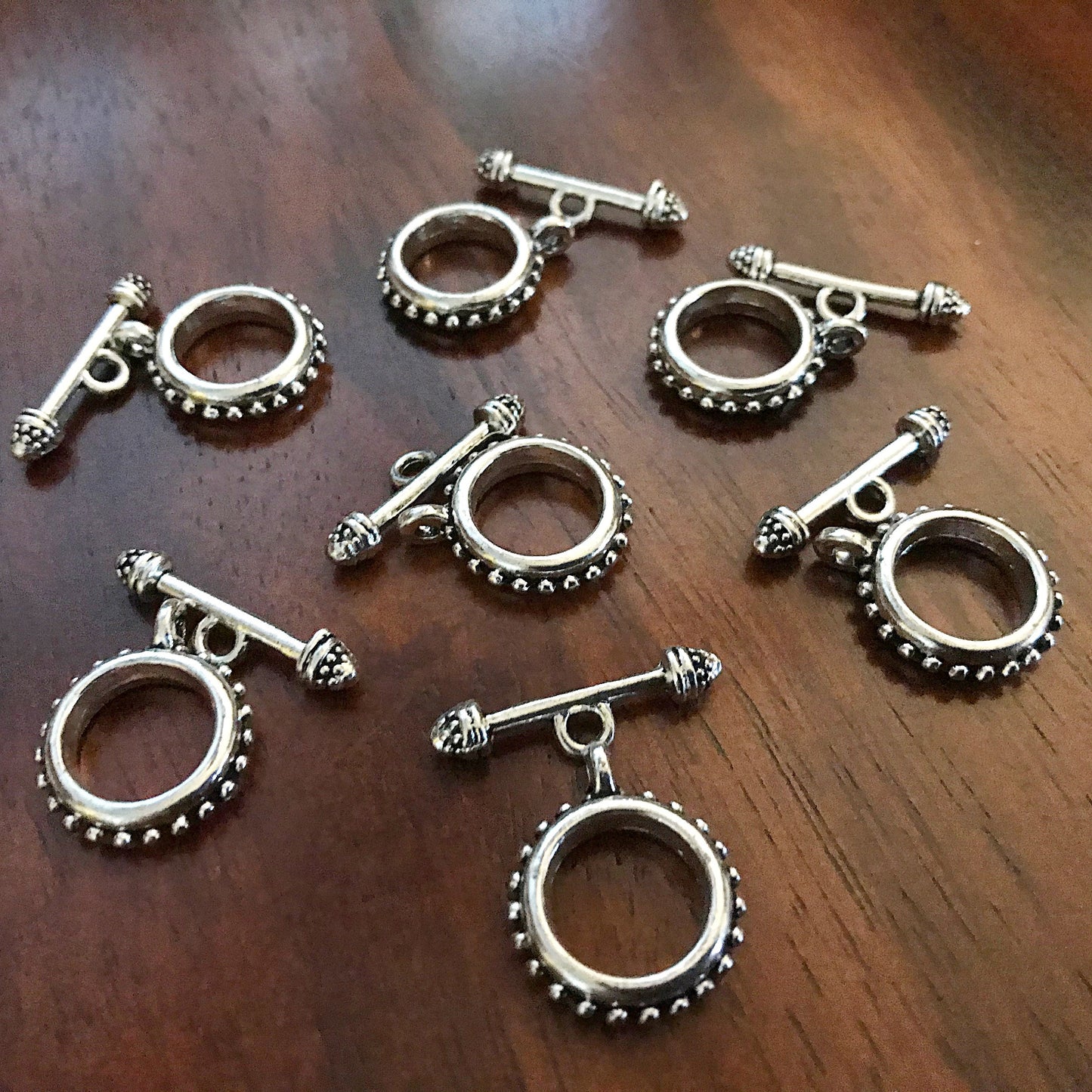 10 Toggle Clasp Sets, Bail Connector Sets, T-Bar Round Toggle Clasps, Necklace Connector Charms, Connector Beads, Jewelry Making, Findings