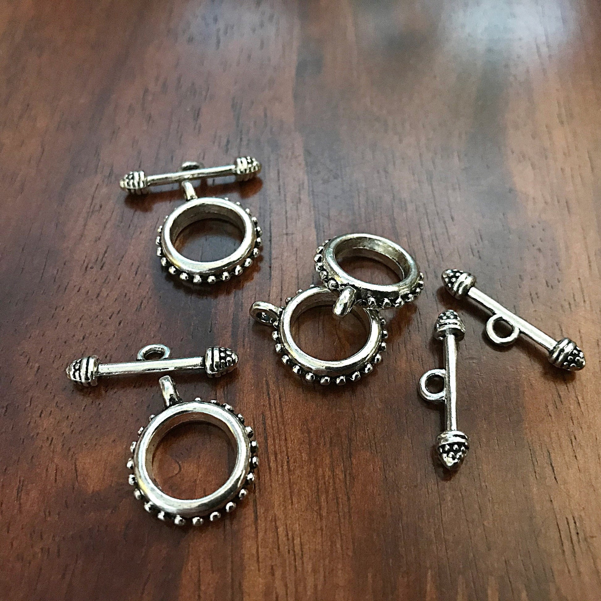 10 Toggle Clasp Sets, Bail Connector Sets, T-Bar Round Toggle Clasps, Necklace Connector Charms, Connector Beads, Jewelry Making, Findings
