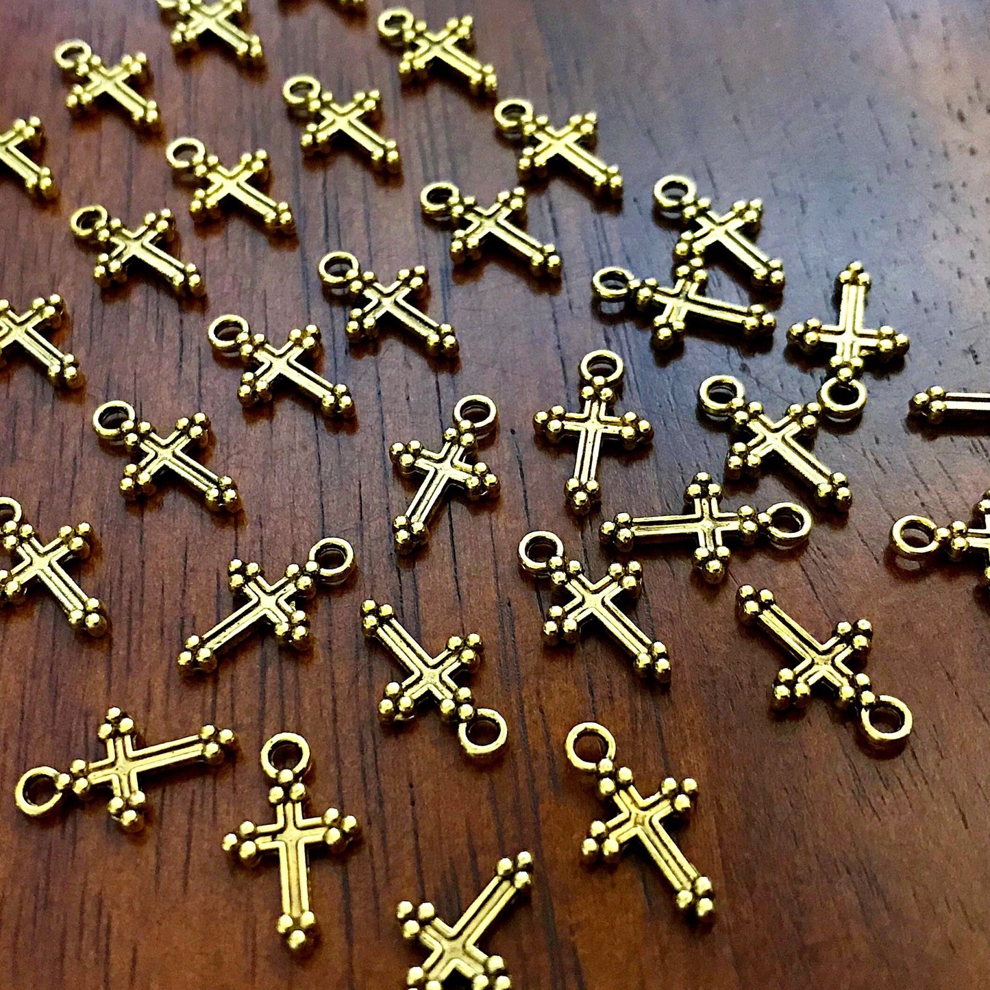 25pcs Gold Cross Charms, Antique Gold Charms, Tiny Cross Charms, Small Cross Charms, Tiny Charms, Fancy Cross Charms, Findings