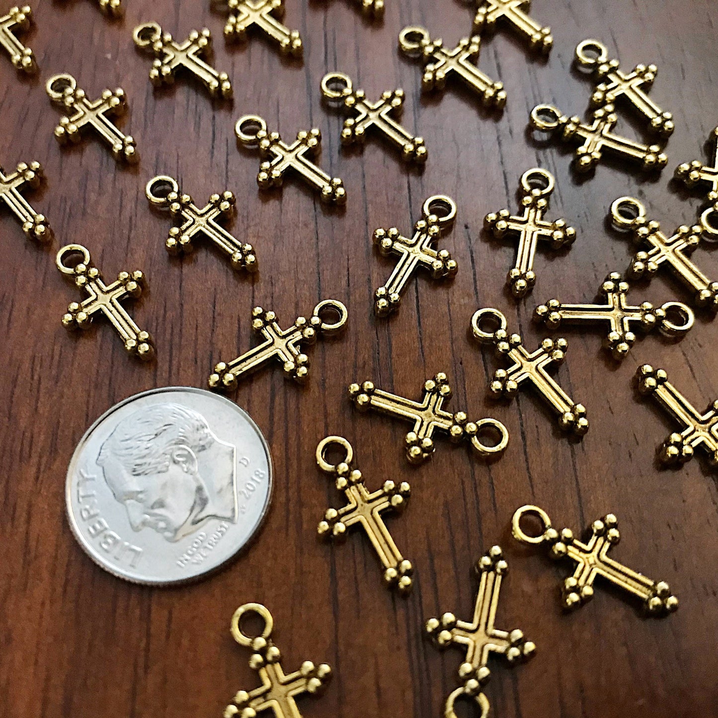 25pcs Gold Cross Charms, Antique Gold Charms, Tiny Cross Charms, Small Cross Charms, Tiny Charms, Fancy Cross Charms, Findings