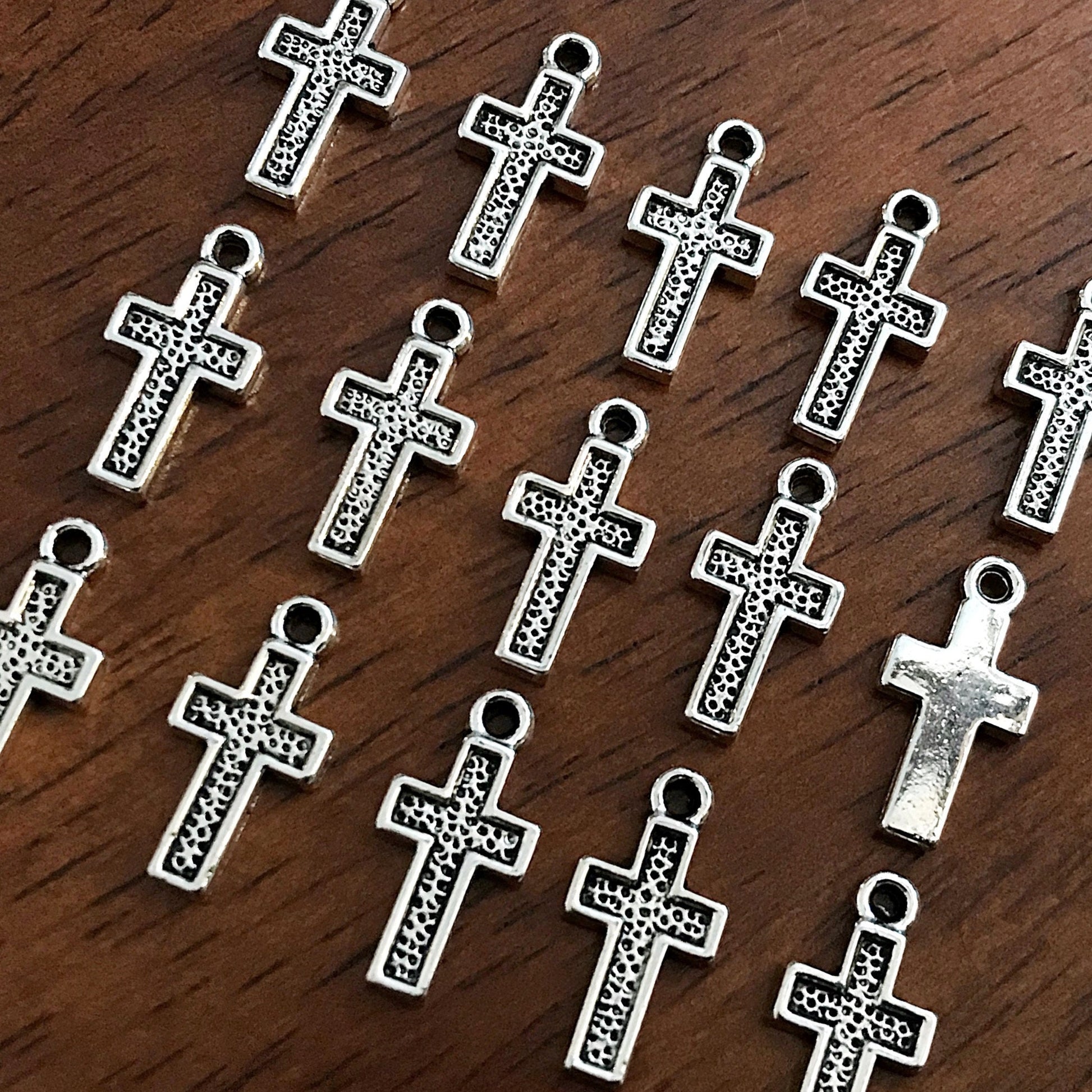 Bulk 50pcs, Cross Charms, Antique Silver Charms, Silver Cross Charms, Fancy Cross Charms, Beautiful Cross Charm, Tiny Cross Charms, Findings