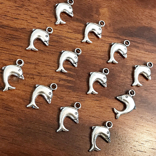 15pcs, Dolphin Charms, Antique Silver Charms, Silver Dolphin Charms, Whale Charms, Fish Charms, 3D Dolphin Charms, Killer Whale, Findings