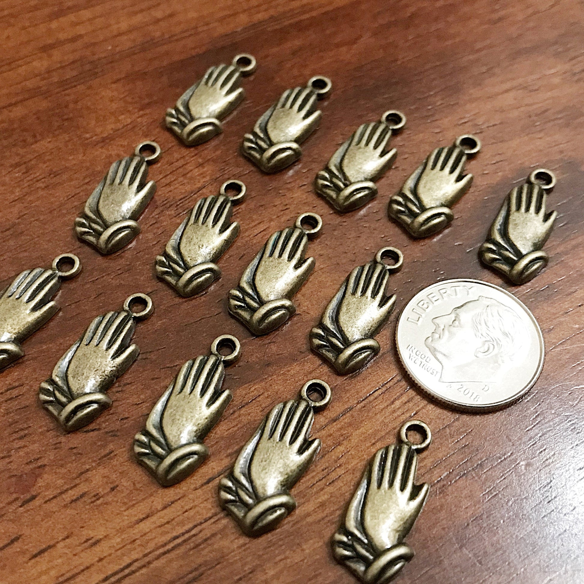 50 Praying Hand Charms, Prayer Charms, Charms Bulk, Armor of God Charm, Bronze Praying Hands Charms, Rosary Charms, Findings
