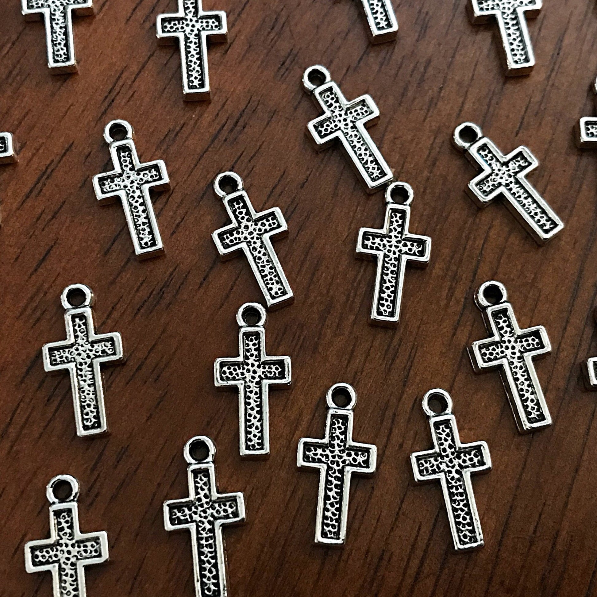Bulk 50pcs, Cross Charms, Antique Silver Charms, Silver Cross Charms, Fancy Cross Charms, Beautiful Cross Charm, Tiny Cross Charms, Findings
