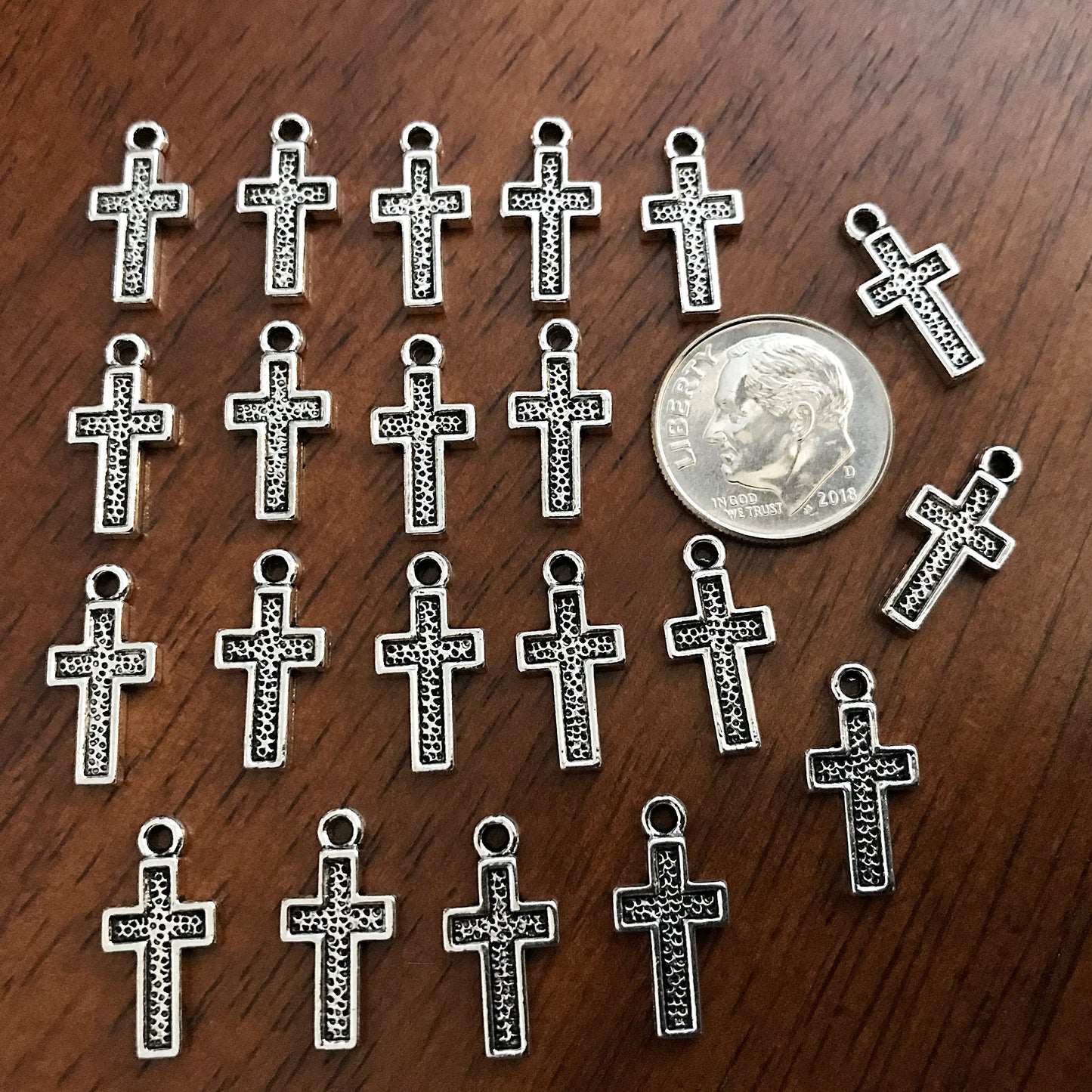 30pcs, Cross Charms, Antique Silver Charms, Silver Cross Charms, Small Cross Charms, Beautiful Cross Charms, Rosary Cross Charms, Findings