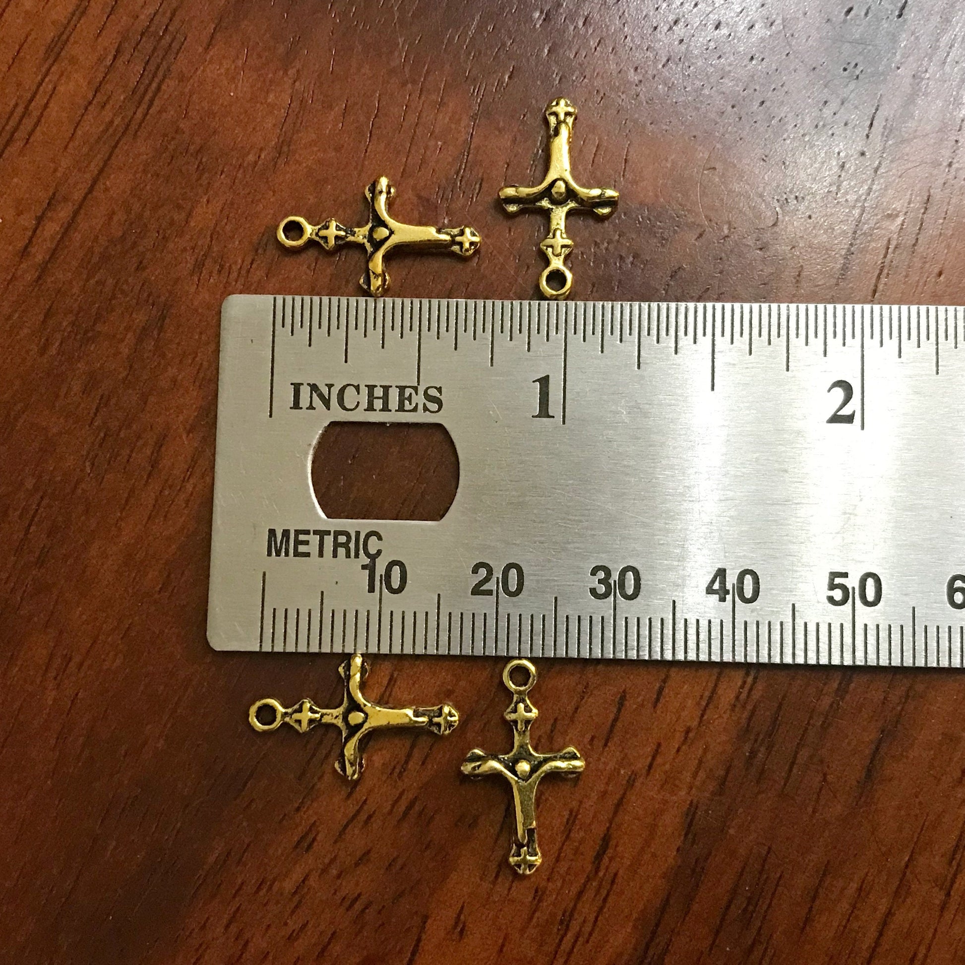 20pcs, Cross Charms, Antique Gold Tone Cross Charm, Thin Cross Charms, Small Gold Cross Charms, Gold Crucifix Cross Charms, Findings