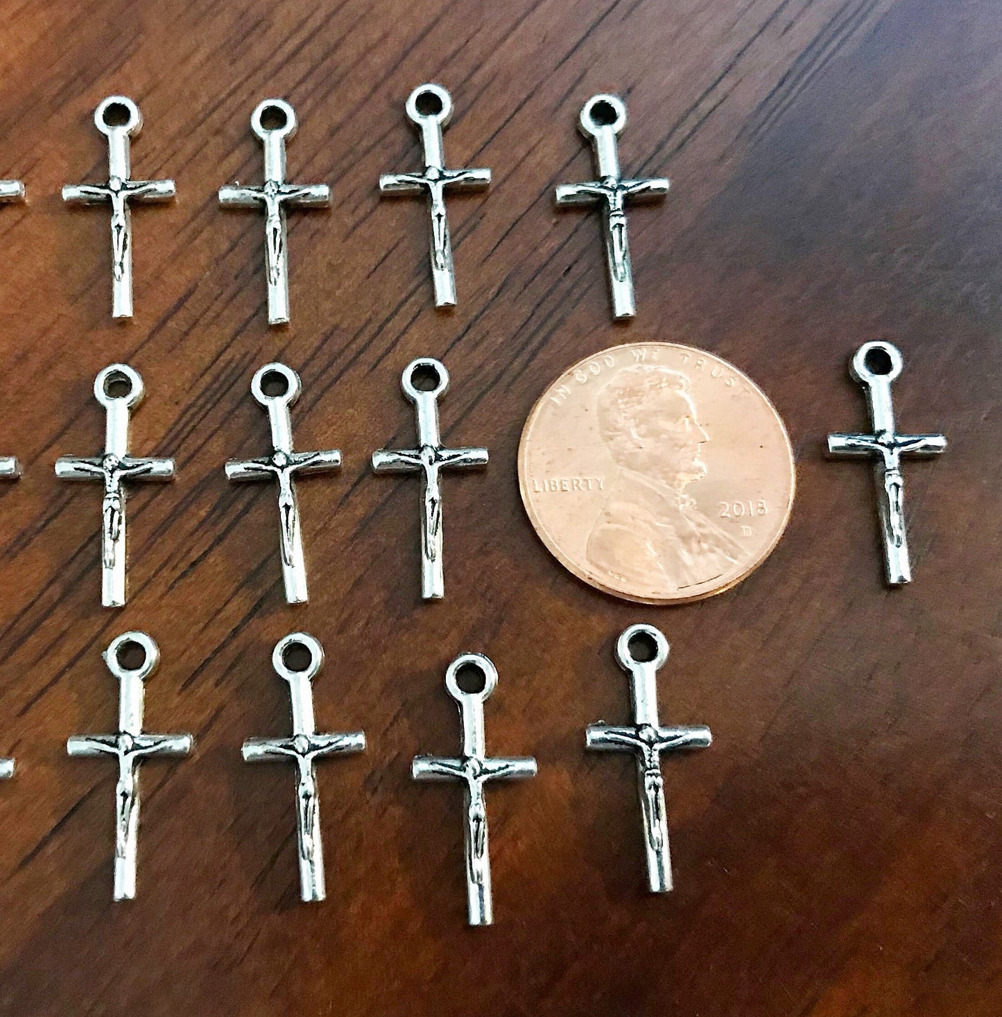25pcs, Silver Cross Charms, Antique Silver Cross Charm, Thin Cross Charms, Small Silver Cross Charms, Silver Crucifix Charms, Findings
