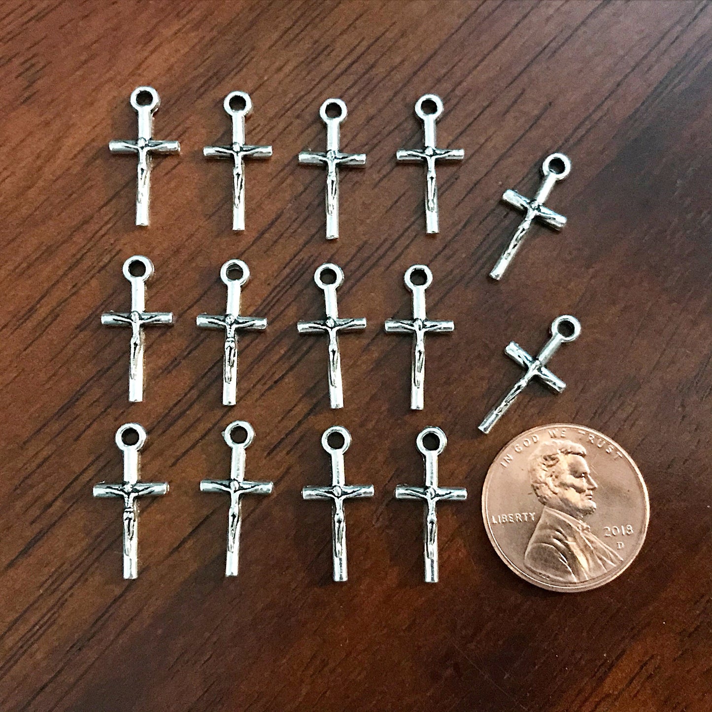 25pcs, Silver Cross Charms, Antique Silver Cross Charm, Thin Cross Charms, Small Silver Cross Charms, Silver Crucifix Charms, Findings