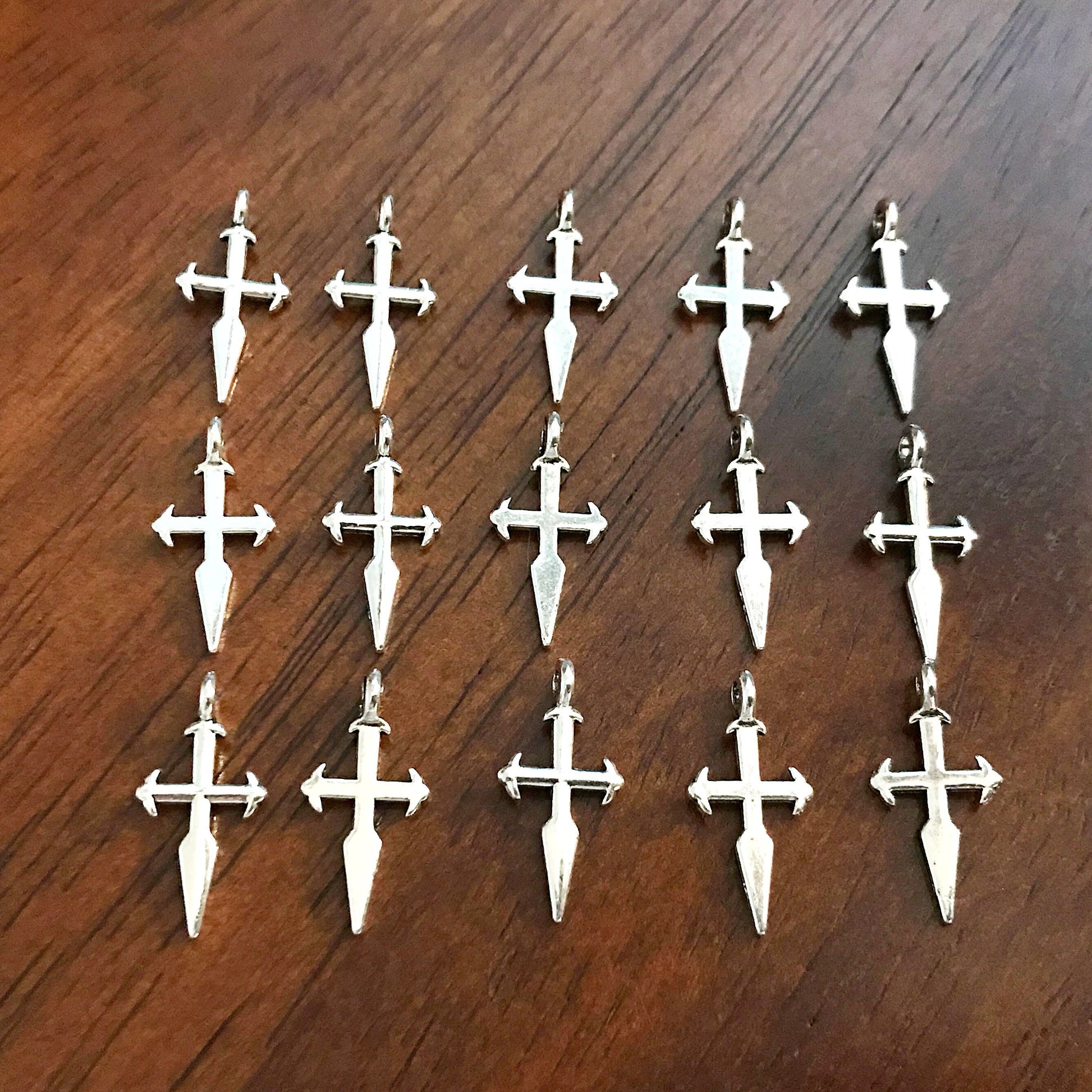 Bulk 50, Cross Charms, Antique Silver Charms, Silver Cross Pendants, Fancy Cross Charms, Double Sided Cross, Findings and Jewelry Supplies