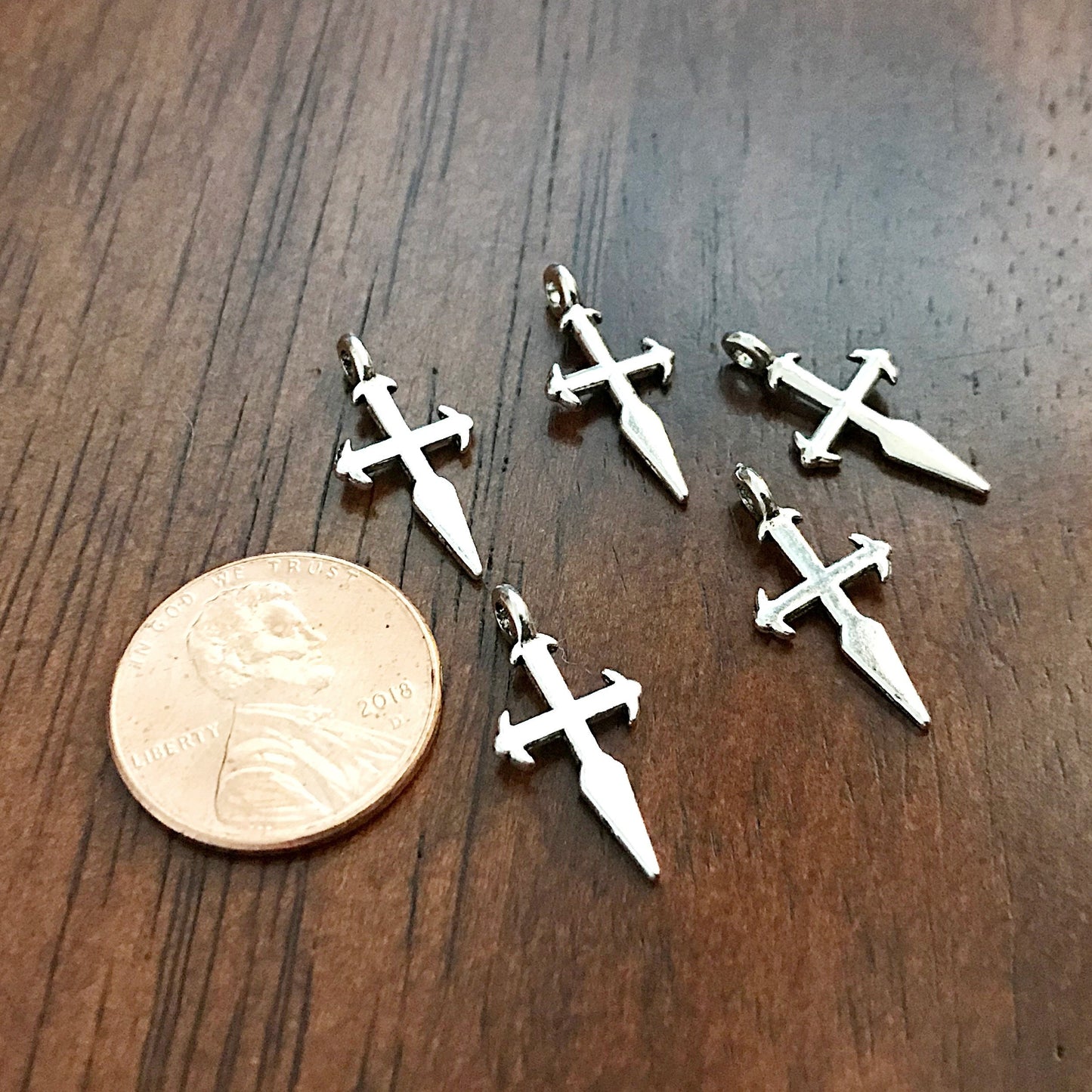25pcs, Cross Charms, Antique Silver Charms, Silver Cross Pendants, Fancy Cross Charms, Double Sided Cross, Findings and Jewelry Supplies