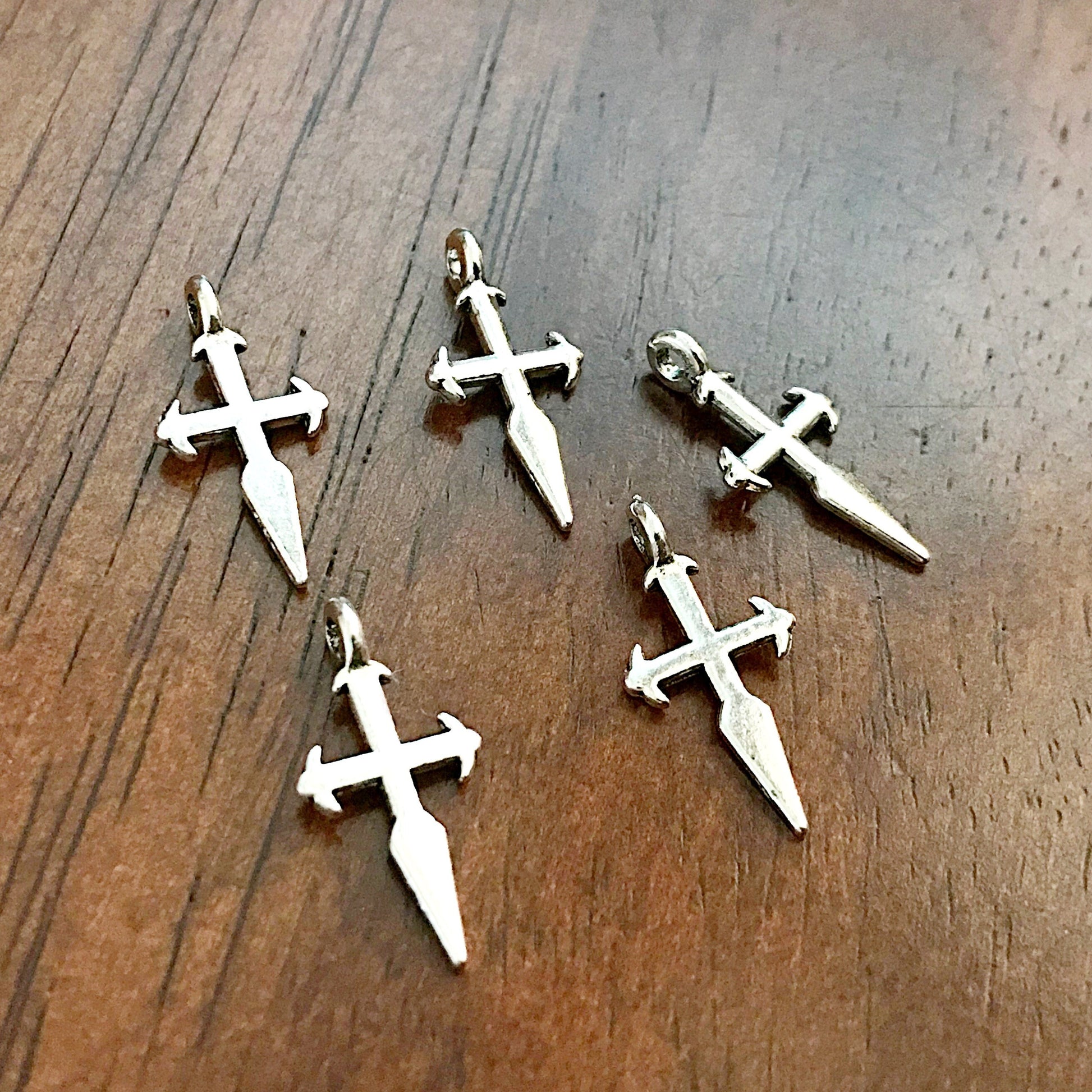 Bulk 50, Cross Charms, Antique Silver Charms, Silver Cross Pendants, Fancy Cross Charms, Double Sided Cross, Findings and Jewelry Supplies