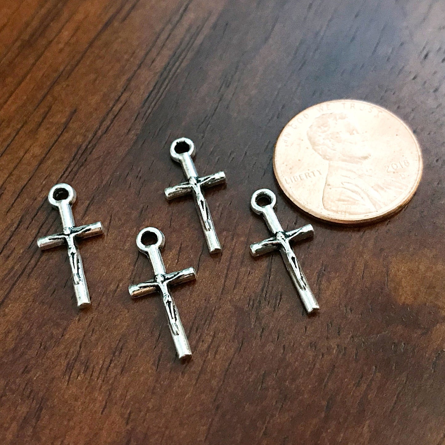 50pcs, Silver Cross Charms, Antique Silver Cross Charm, Thin Cross Charms, Small Silver Cross Charms, Silver Crucifix Charms, Findings