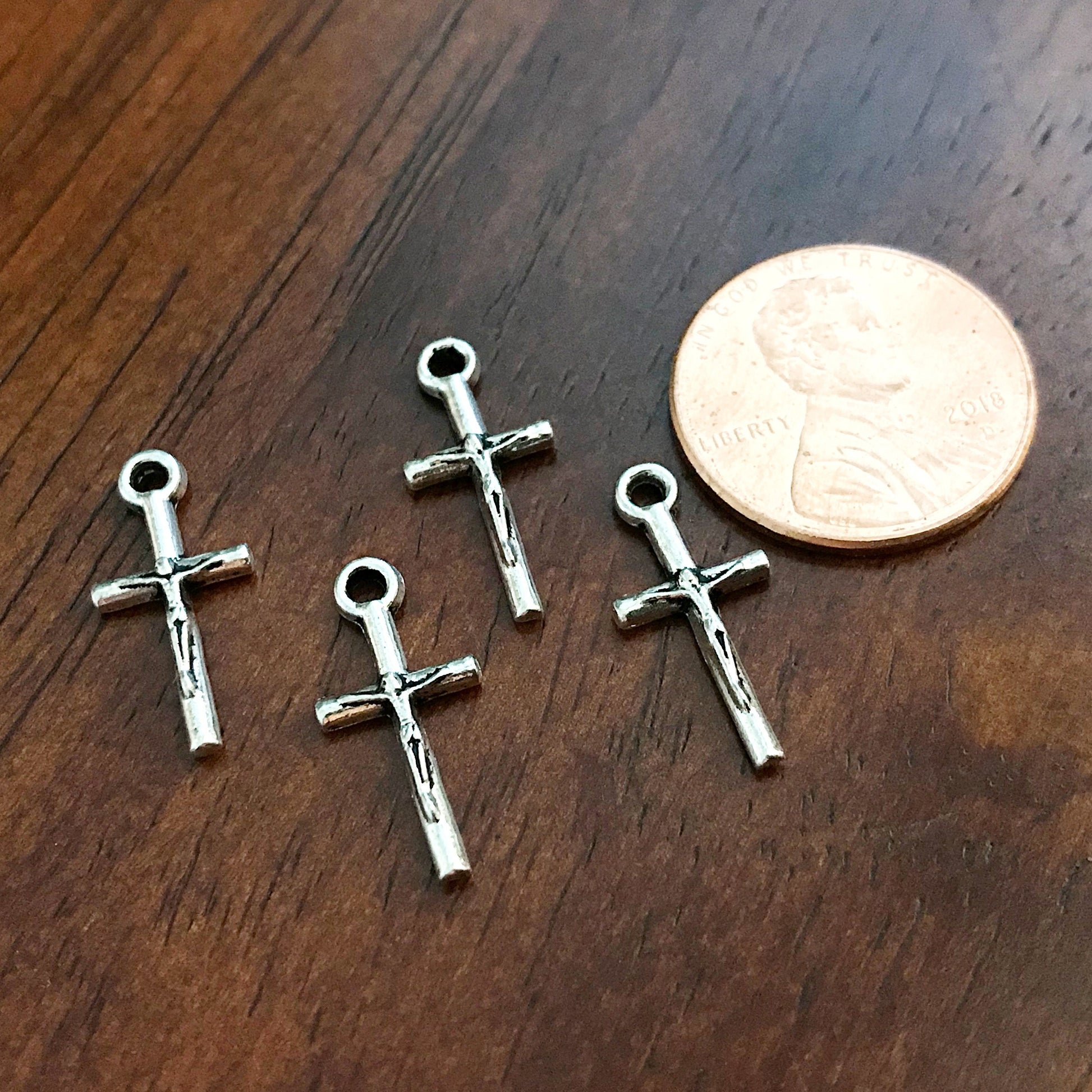50pcs, Silver Cross Charms, Antique Silver Cross Charm, Thin Cross Charms, Small Silver Cross Charms, Silver Crucifix Charms, Findings