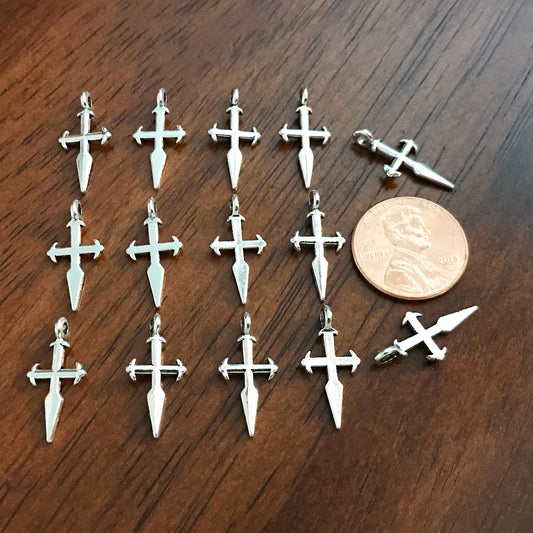 Bulk 50, Cross Charms, Antique Silver Charms, Silver Cross Pendants, Fancy Cross Charms, Double Sided Cross, Findings and Jewelry Supplies