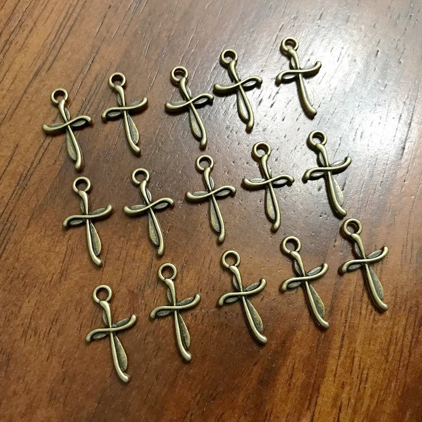 25pcs Bronze Cross Charms, Antique Bronze Charms, Tiny Cross Charms, Small Cross Charms, Tiny Charms, Fancy Cross Charms, Findings