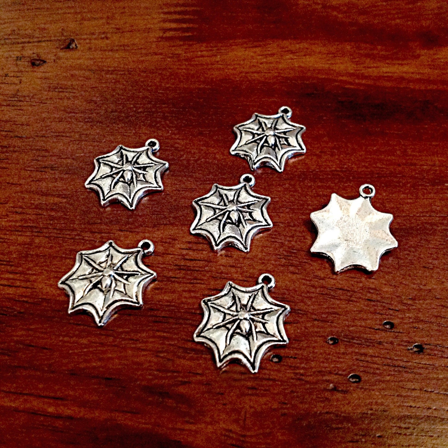 12pcs, Spider Web Charms, Antique Silver Charms, Spider Web Pendants, Halloween Charms, Bracelet Charms, Findings, Jewelry Supplies