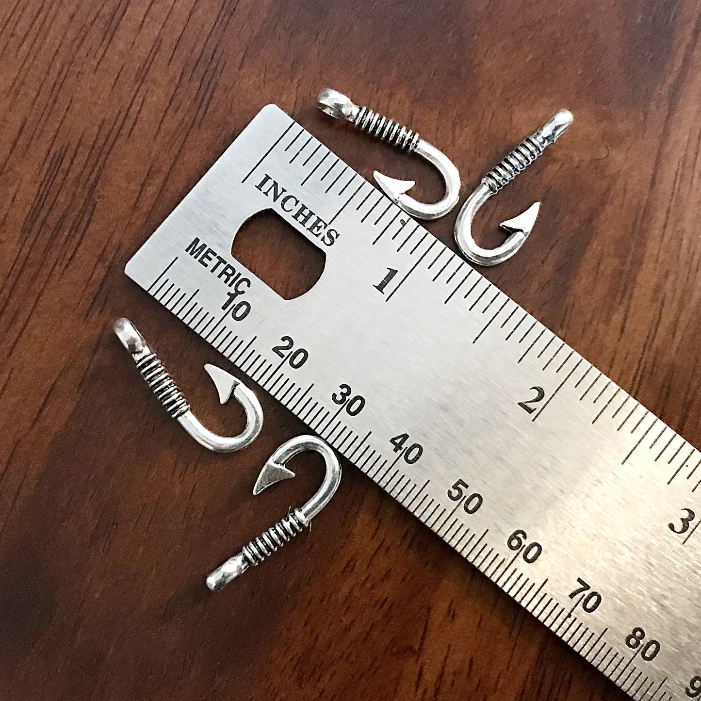 12pcs, Fish Hook Charms, Fishhook Charms, Antique Silver Charms, Fishing Charms, Fishing Hook Pendants, Findings, DIY Jewelry Supplies