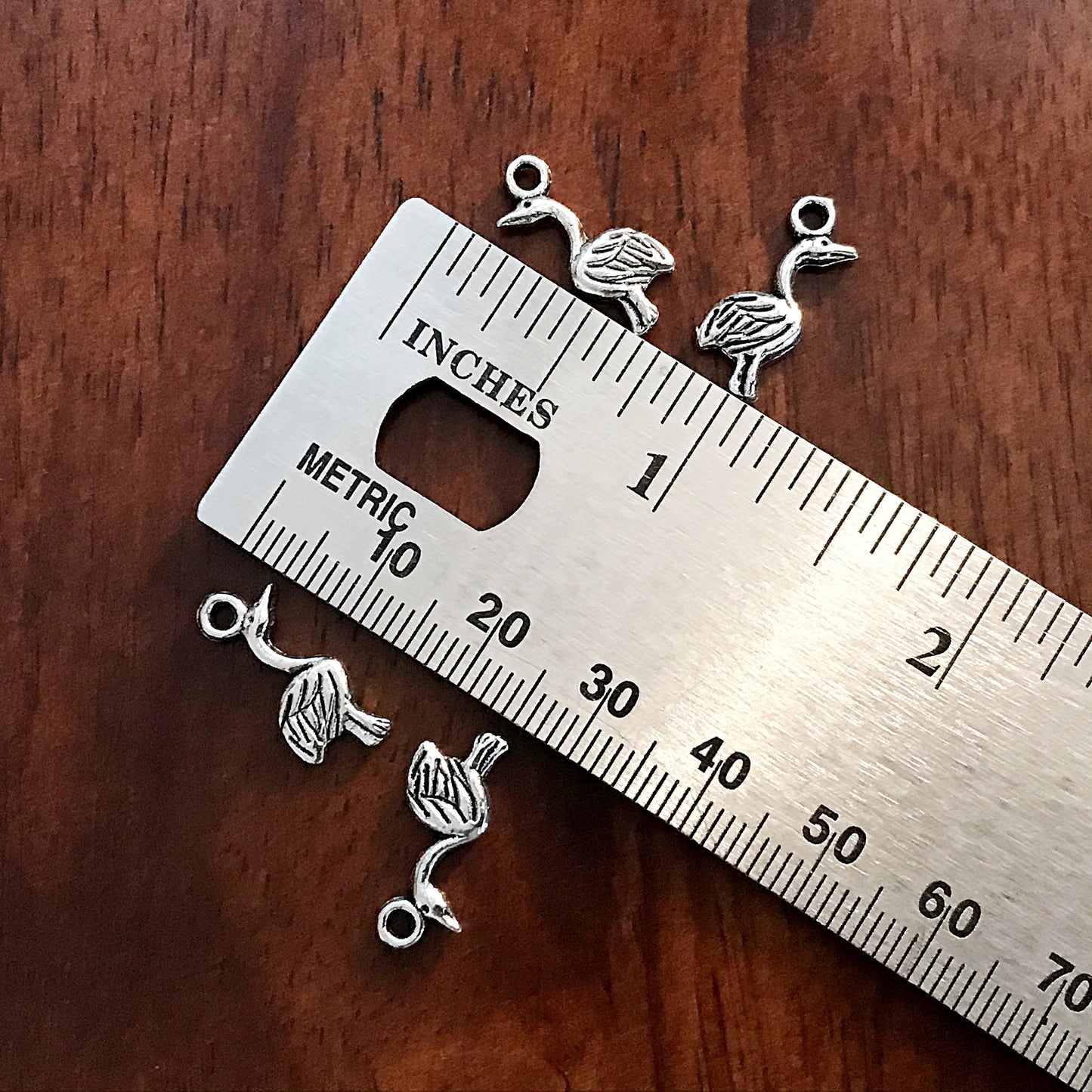 Flamingo Charms, 15pcs, Small Flamingo Charms, Antique Silver Charms, Silver Flamingo, Bird Charms, Double Sided Swan Charms, Findings