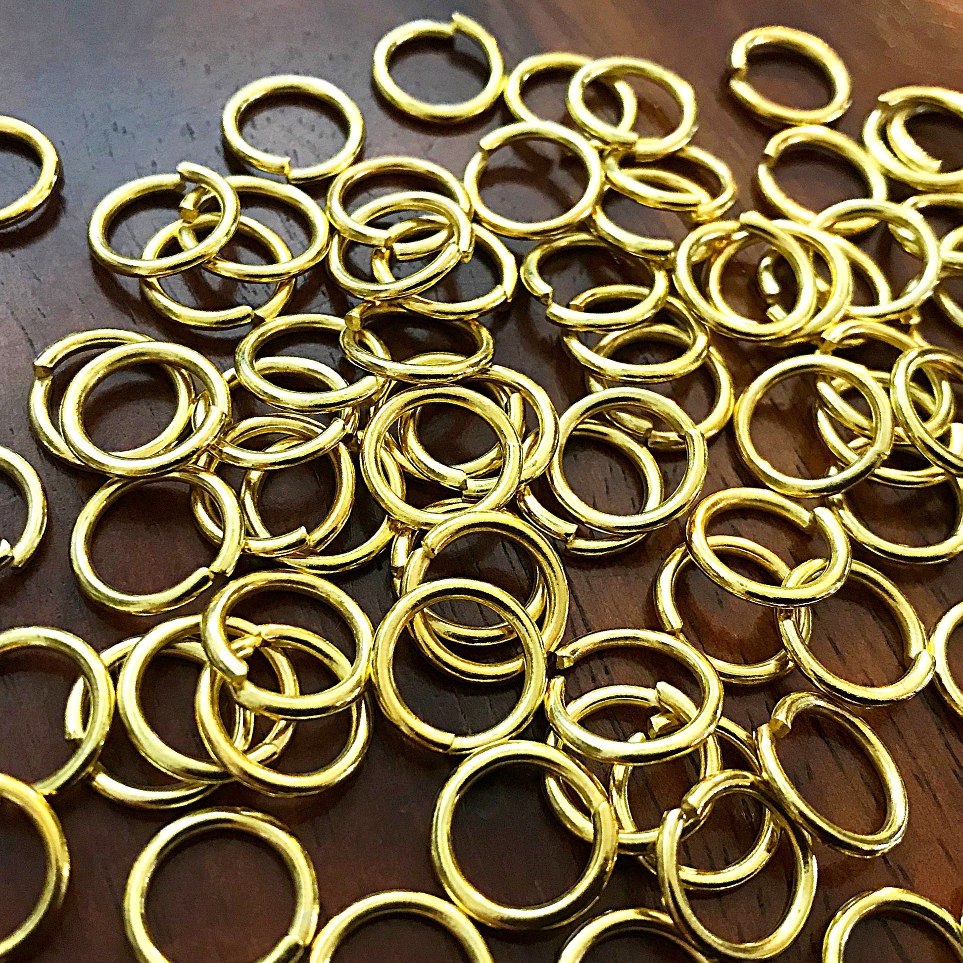 Strong Jump Rings, 100pcs 12x1.5mm Jump Rings, Gold Plated Jumprings, 12mm x 1.5mm Jumprings, Industrial Strength Jumprings, Findings