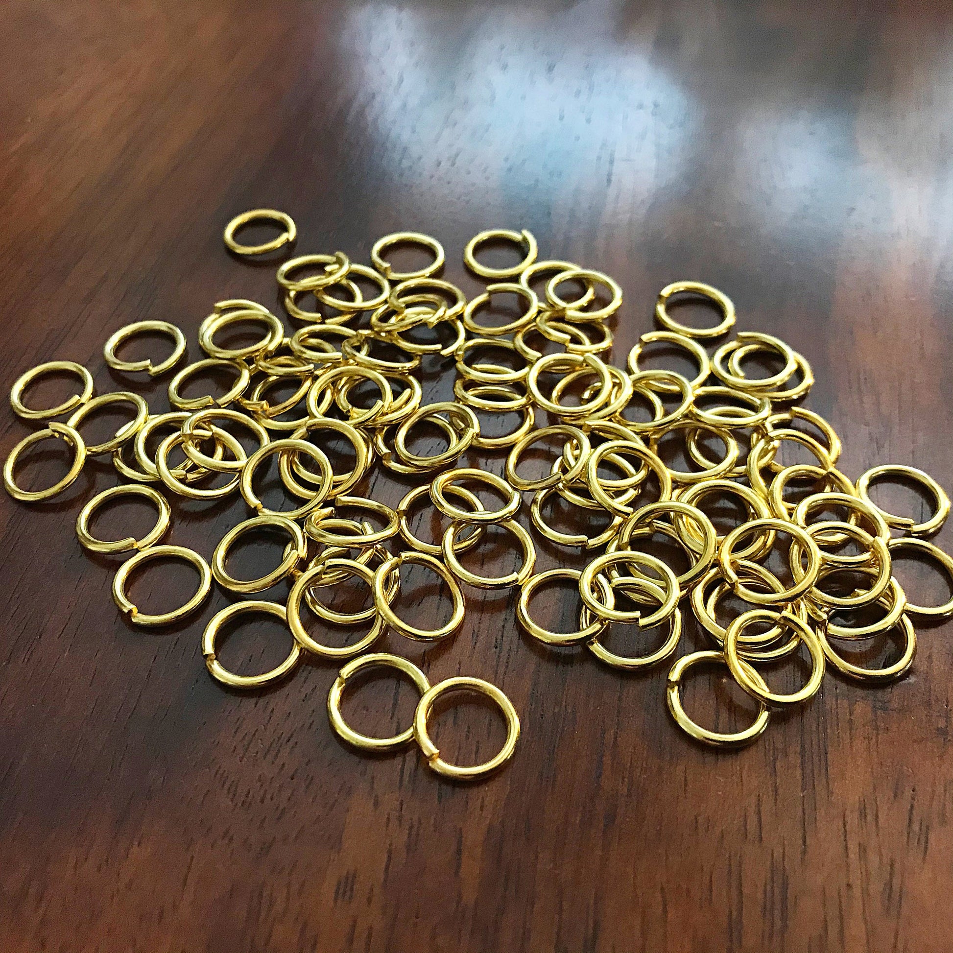 Strong Jump Rings, 100pcs 10x1.2mm Jump Rings, Gold Plated Jumprings, 10mm x 1.2mm Jumprings, Industrial Strength Jumprings, Findings