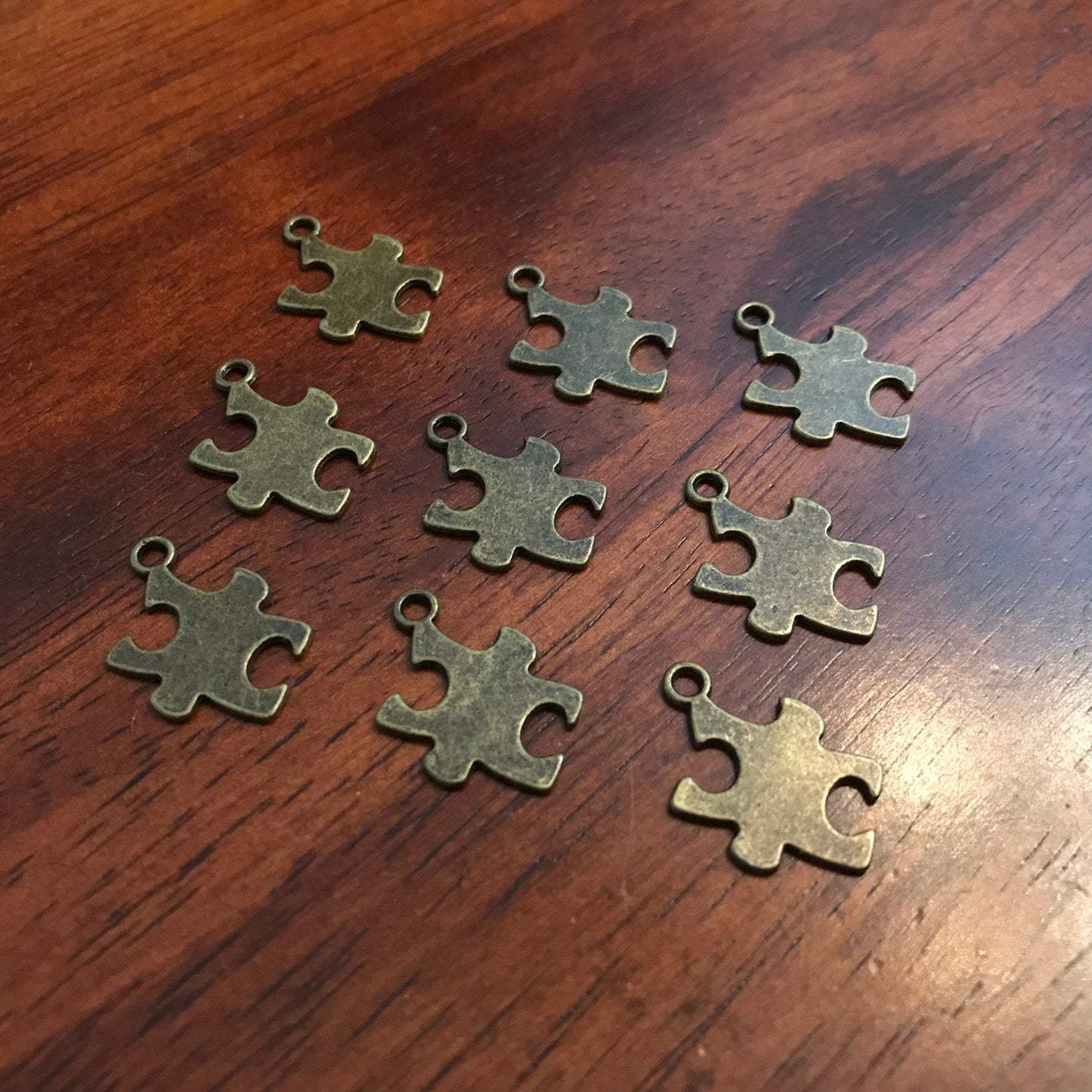 40pcs, Puzzle Charms, Antique Bronze Charms, Autism Charms, ASD Charms, Autism Puzzle Pendants, Findings, Jewelry And Craft Supplies