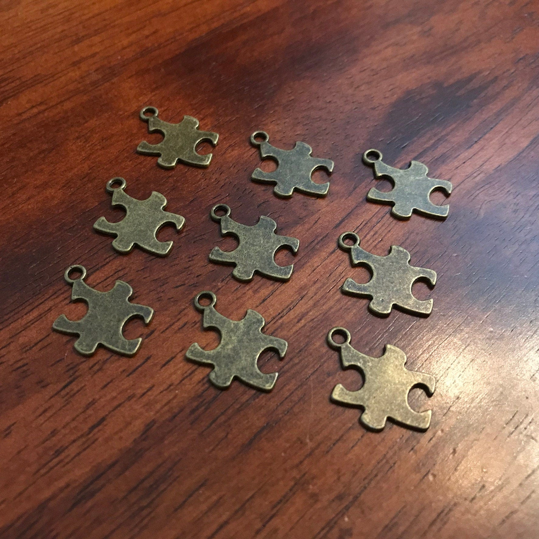 Bulk 25pcs, Puzzle Charms, Antique Bronze Charms, Autism Charms, ASD Charms, Autism Puzzle Pendants, Findings, Jewelry And Craft Supplies